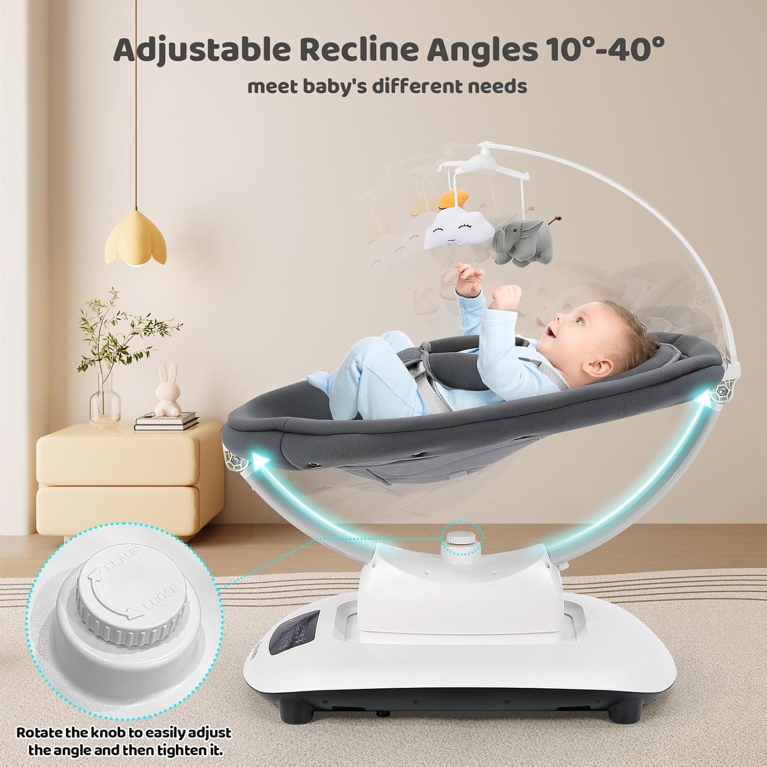 Columpio para Bebés Ezebaby Gris 5 Movimientos y Música Bluetooth