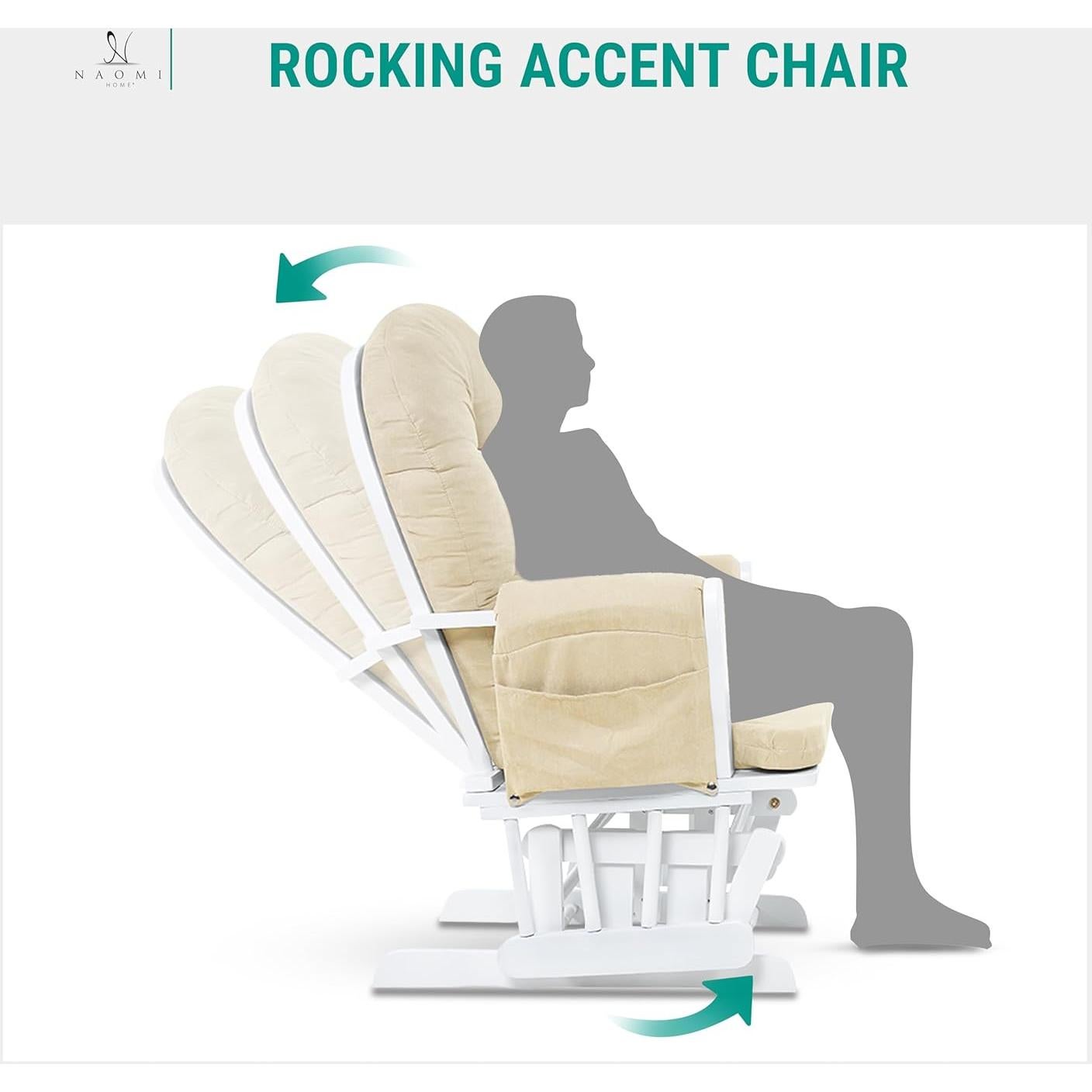 Conjunto Glider y Ottoman Naomi Home - Silla de Lactancia Blanca