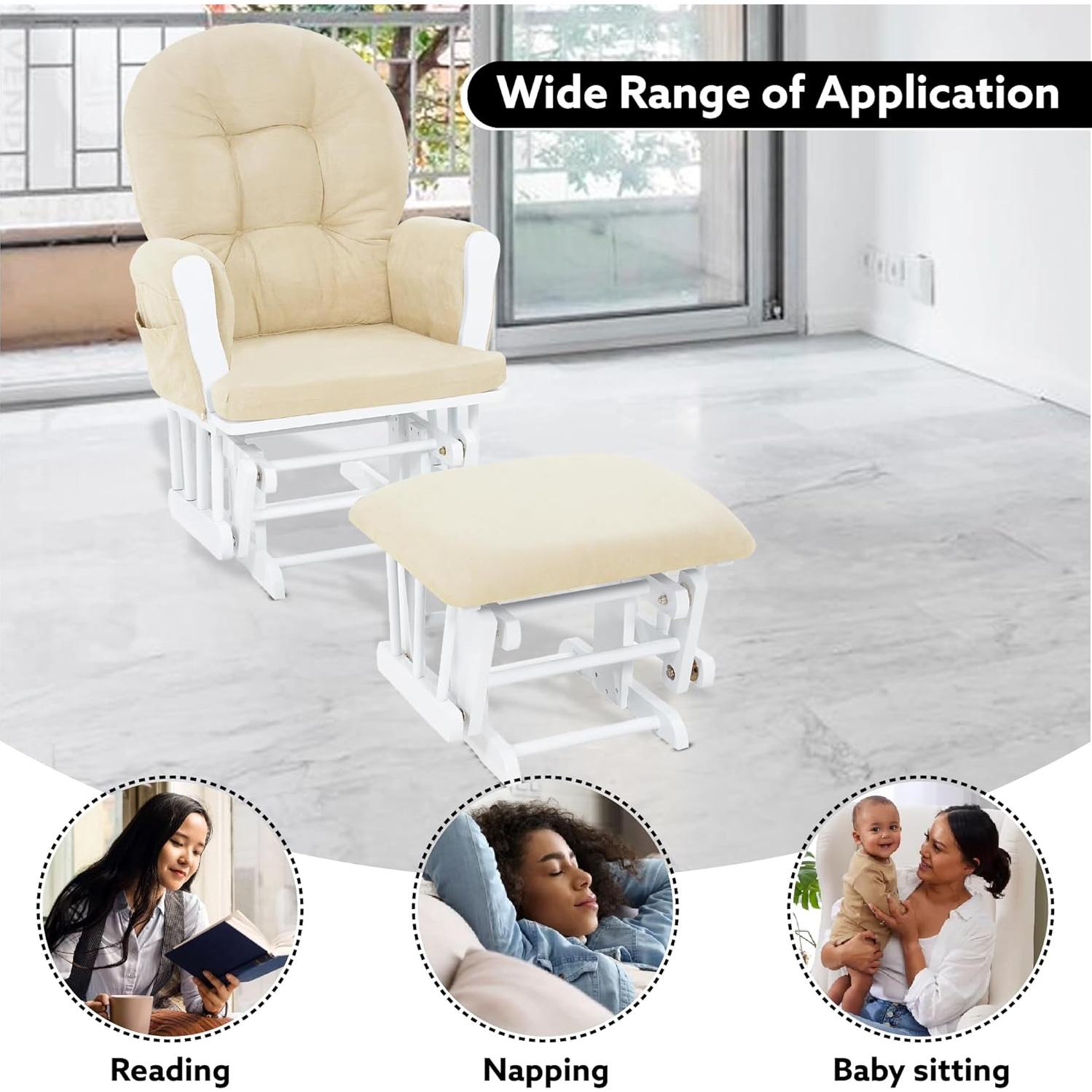 Conjunto Glider y Ottoman Naomi Home - Silla de Lactancia Blanca