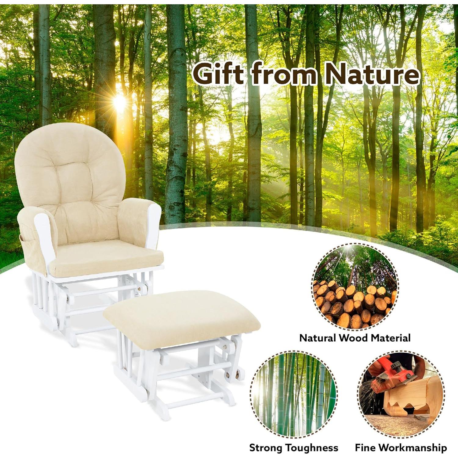 Conjunto Glider y Ottoman Naomi Home - Silla de Lactancia Blanca