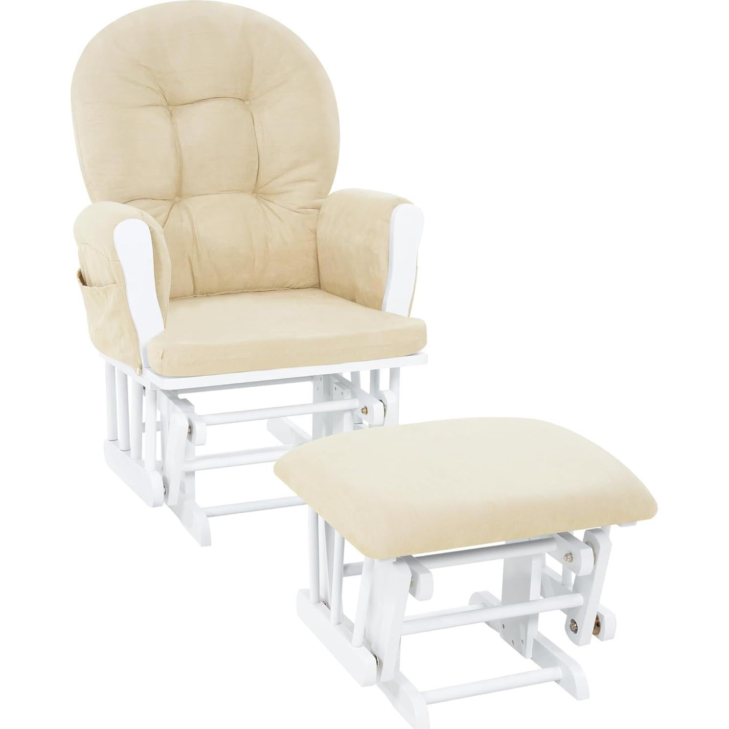 Conjunto Glider y Ottoman Naomi Home - Silla de Lactancia Blanca