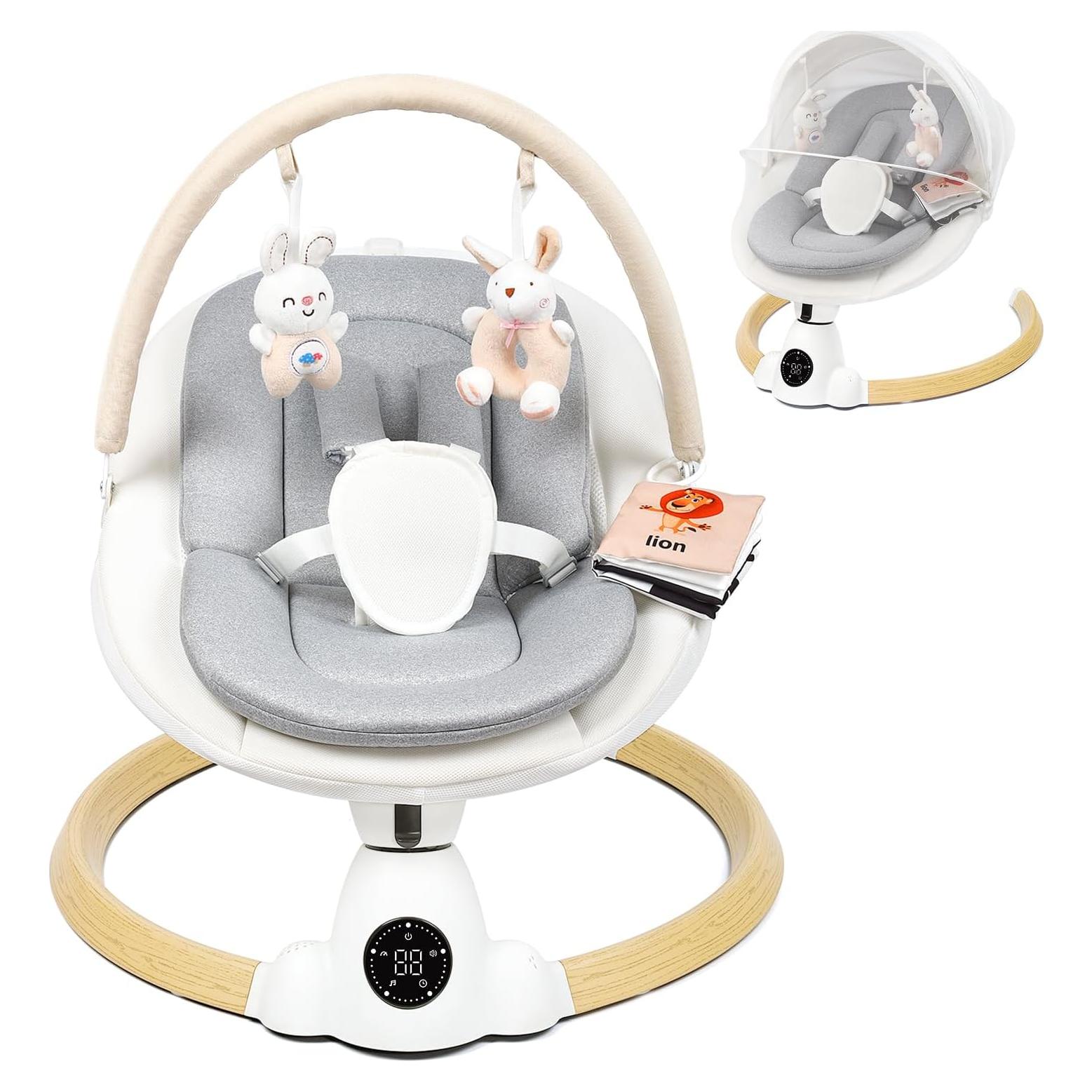 Columpio Eléctrico para Bebés Uuoeebb con Bluetooth y 5 Velocidades