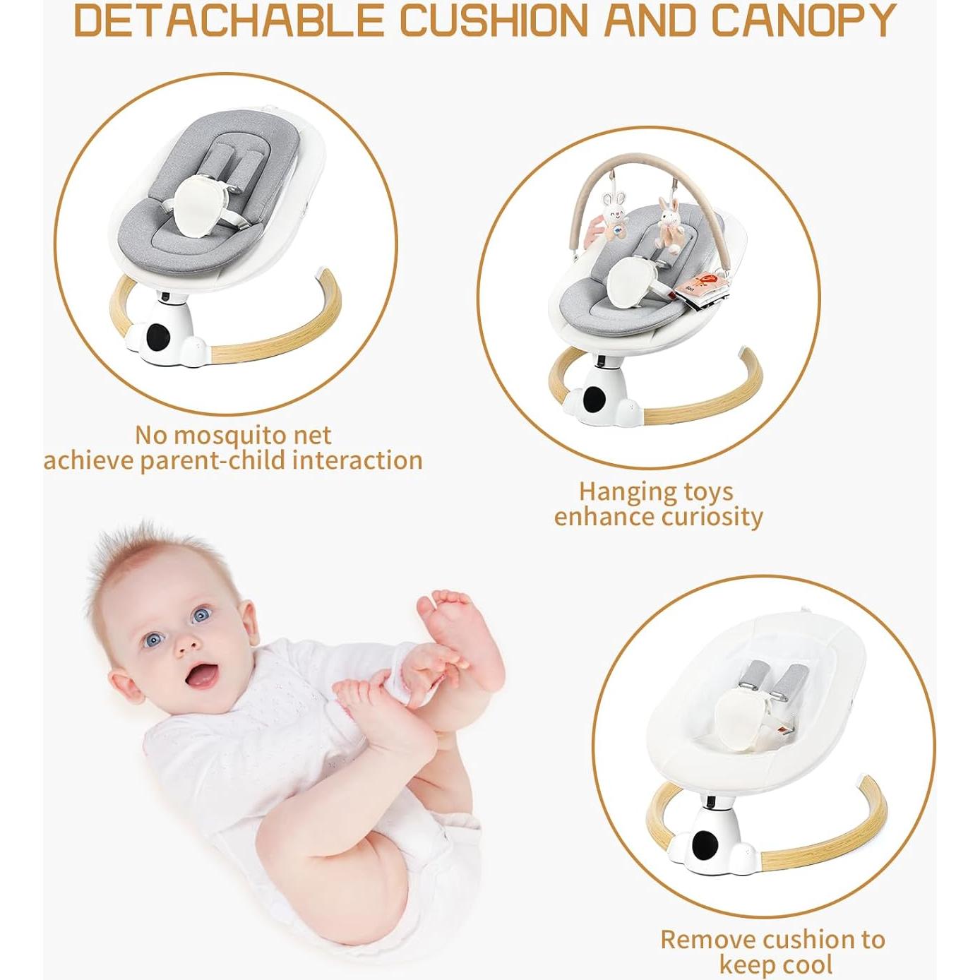 Columpio Eléctrico para Bebés Uuoeebb con Bluetooth y 5 Velocidades