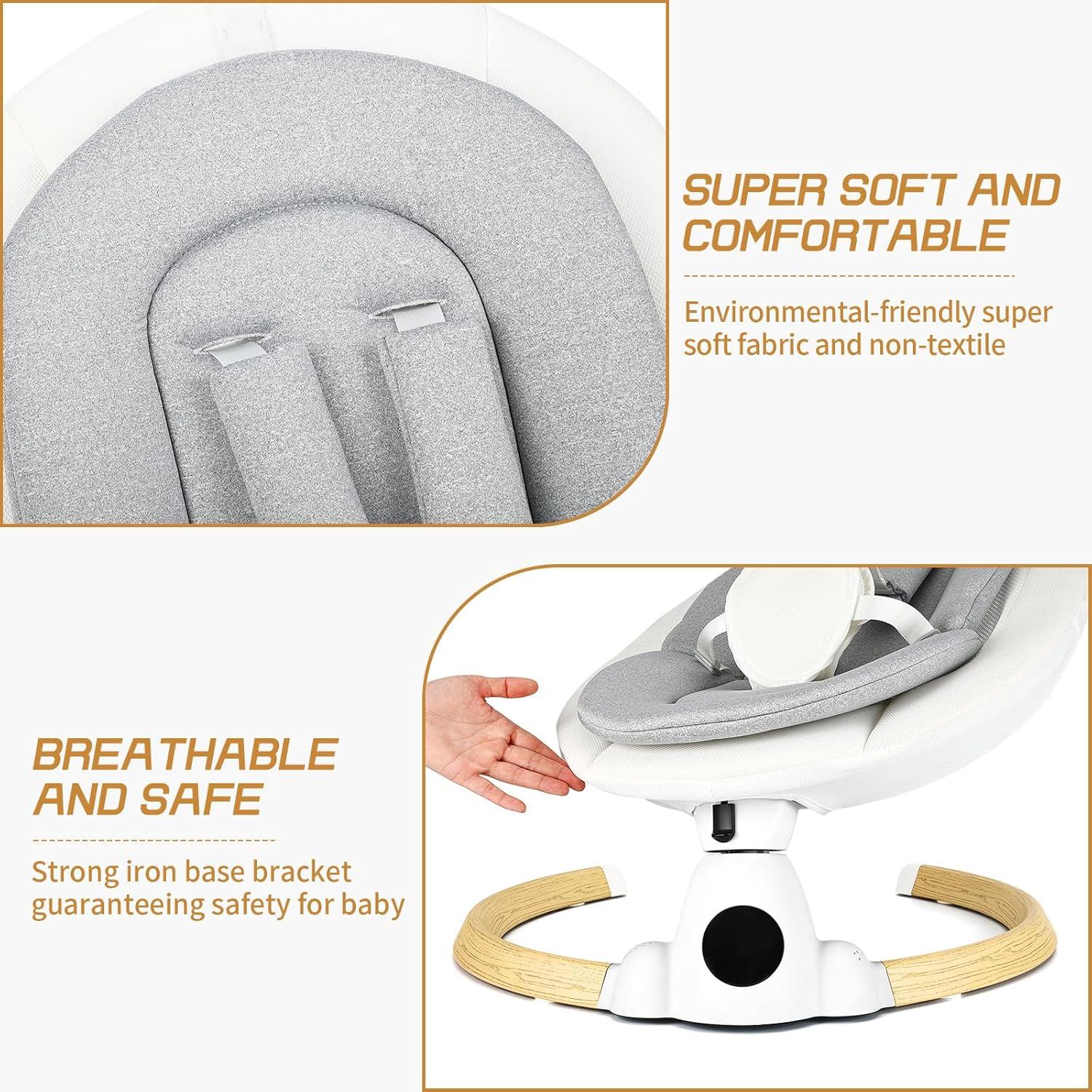 Columpio Eléctrico para Bebés Uuoeebb con Bluetooth y 5 Velocidades