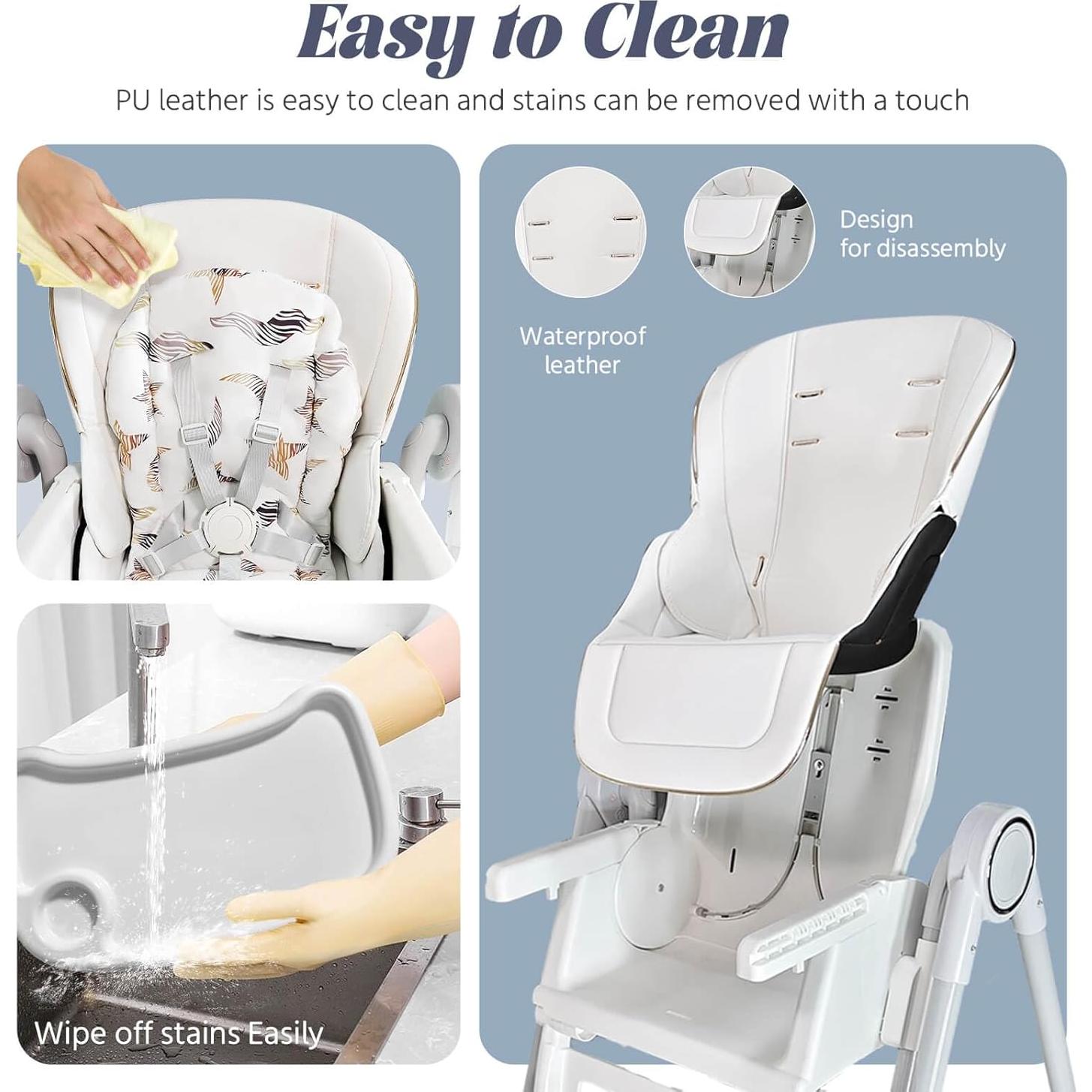 Silla Alta 5 en 1 Plegable para Bebés con Balanceo Blanco