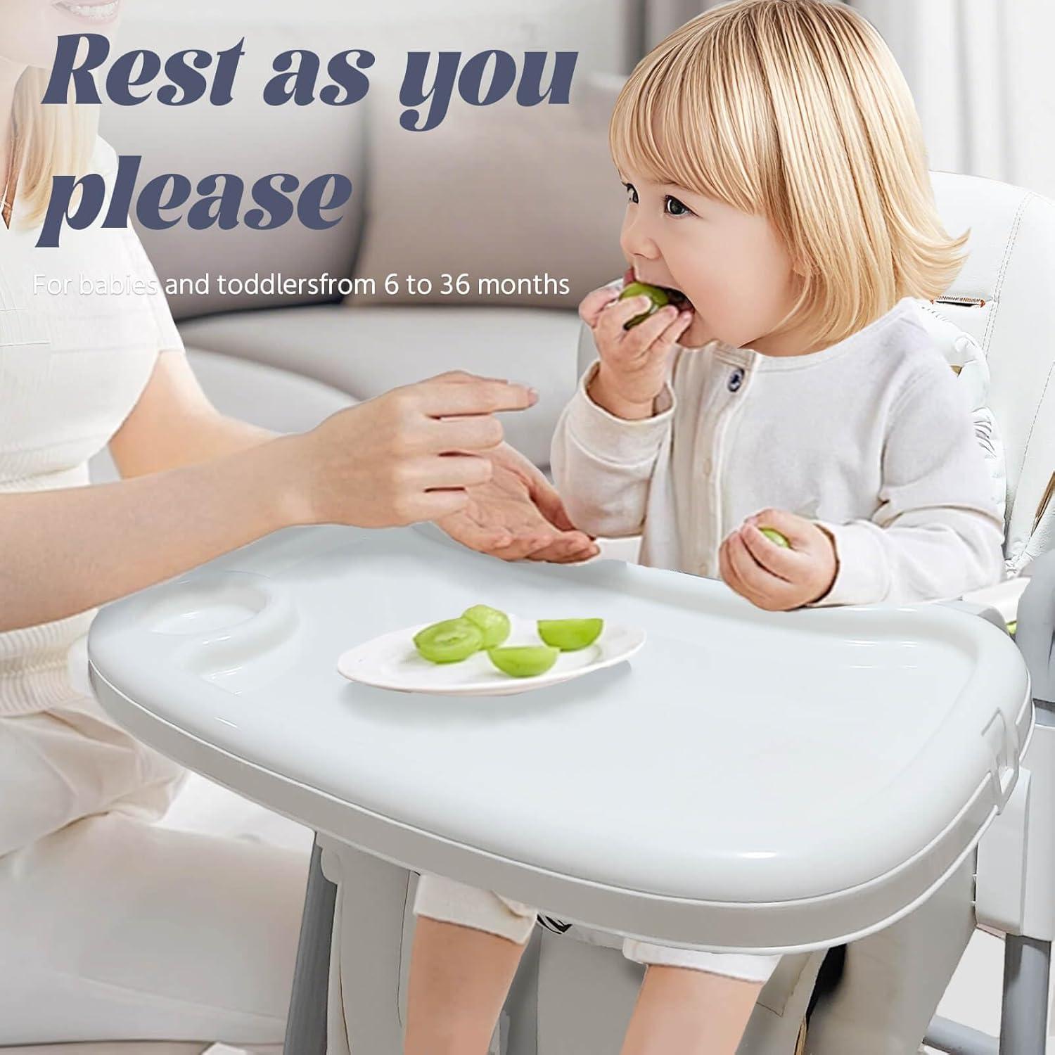 Silla Alta 5 en 1 Plegable para Bebés con Balanceo Blanco