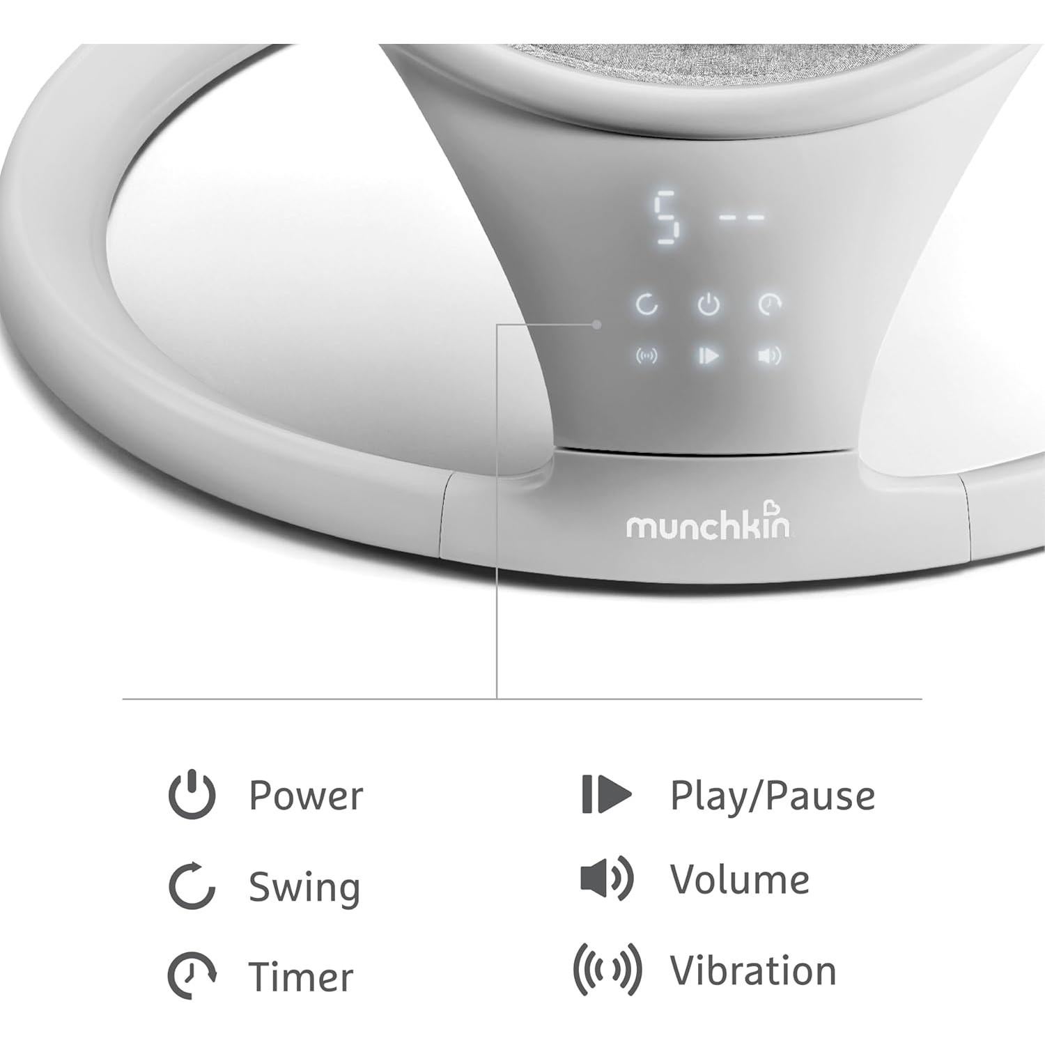 Columpio de Bebé Munchkin con Vibración y Bluetooth - Gris