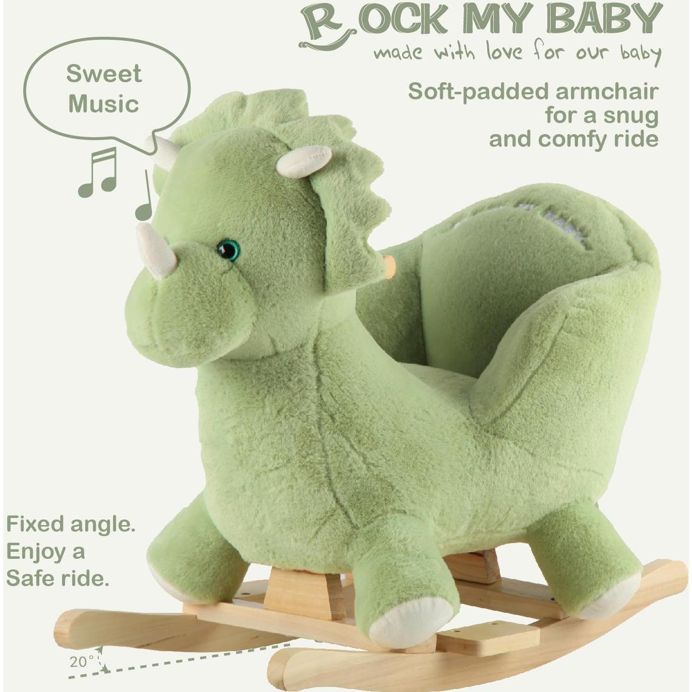 Caballo Balancín Dinosaurio Verde Rock My Baby 58x28x54cm