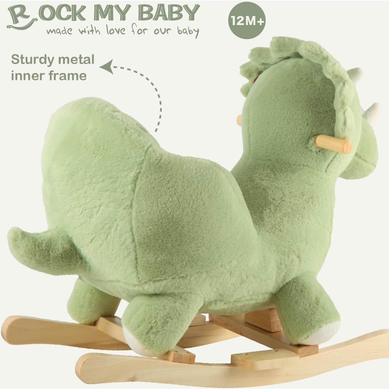 Caballo Balancín Dinosaurio Verde Rock My Baby 58x28x54cm