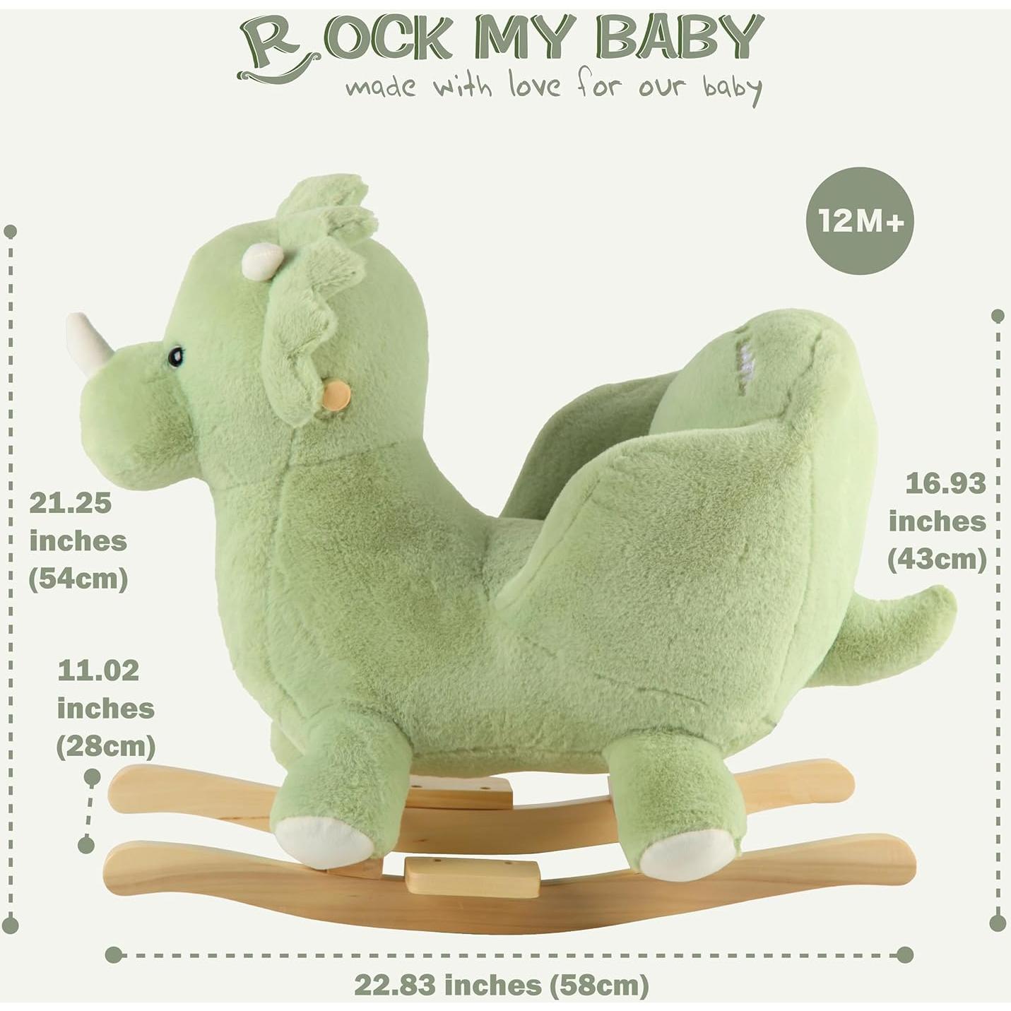 Caballo Balancín Dinosaurio Verde Rock My Baby 58x28x54cm
