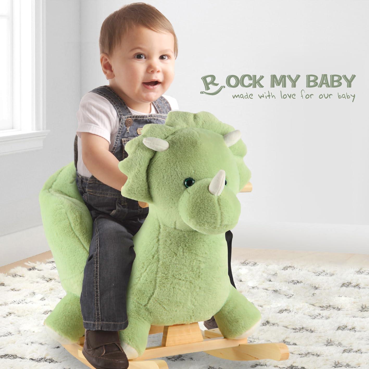 Caballo Balancín Dinosaurio Verde Rock My Baby 58x28x54cm