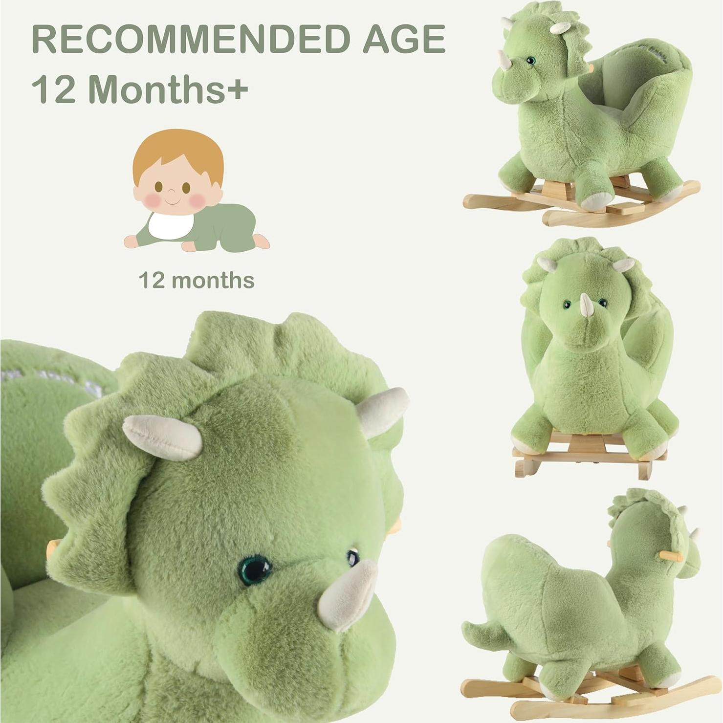 Caballo Balancín Dinosaurio Verde Rock My Baby 58x28x54cm