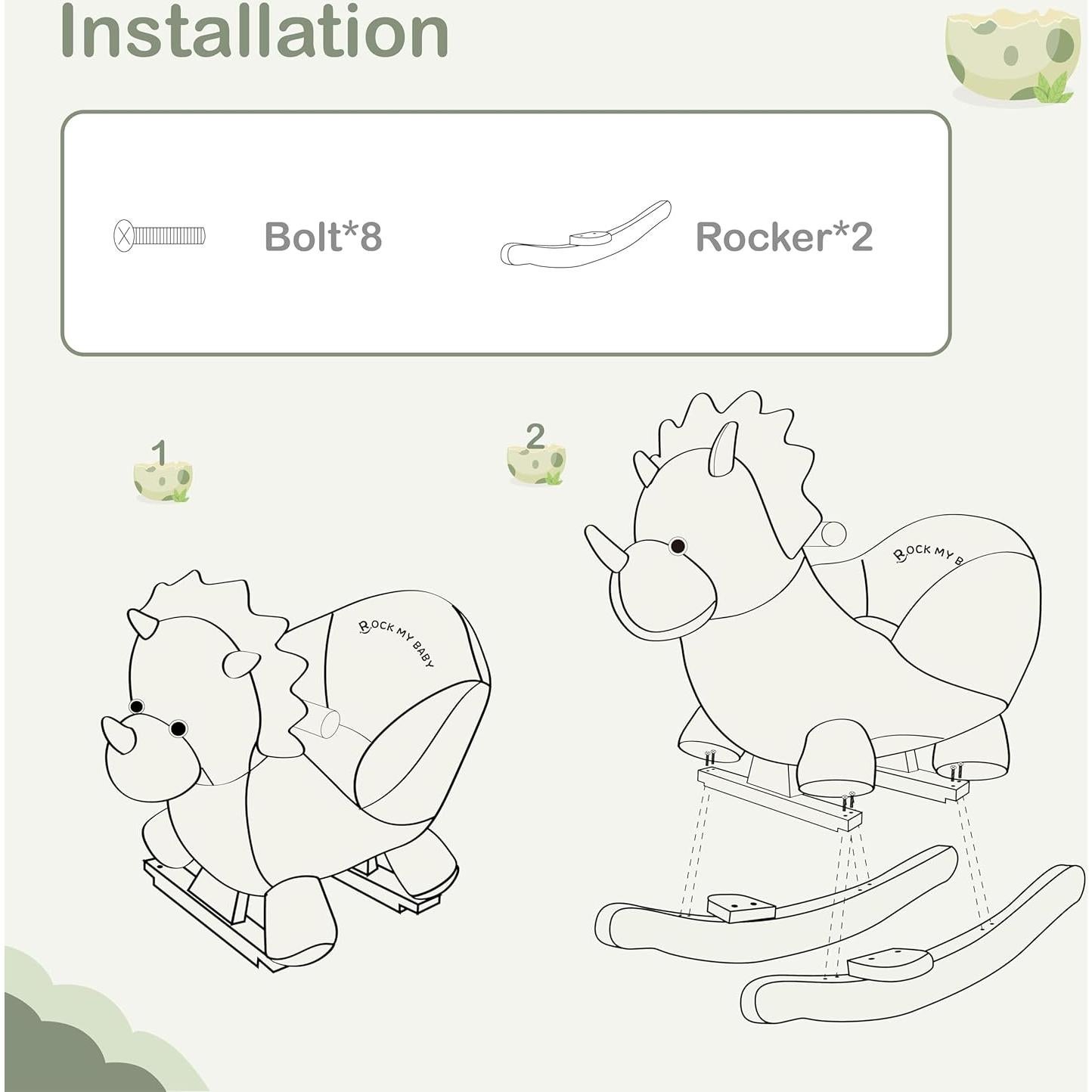 Caballo Balancín Dinosaurio Verde Rock My Baby 58x28x54cm