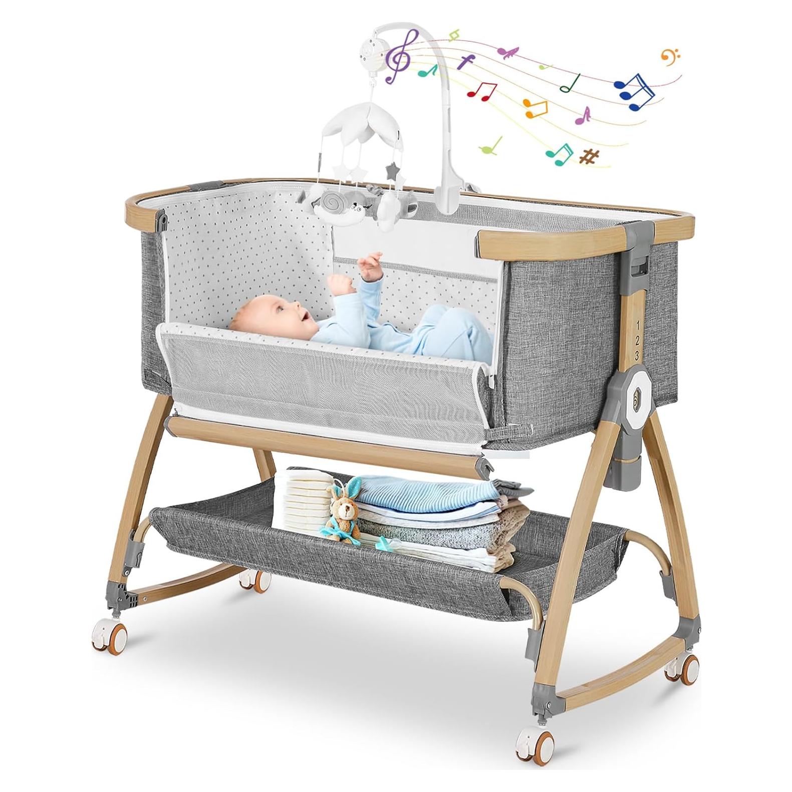 Cuna Lateral 3 en 1 IUVKIMOM Gris Ajustable 6 Alturas