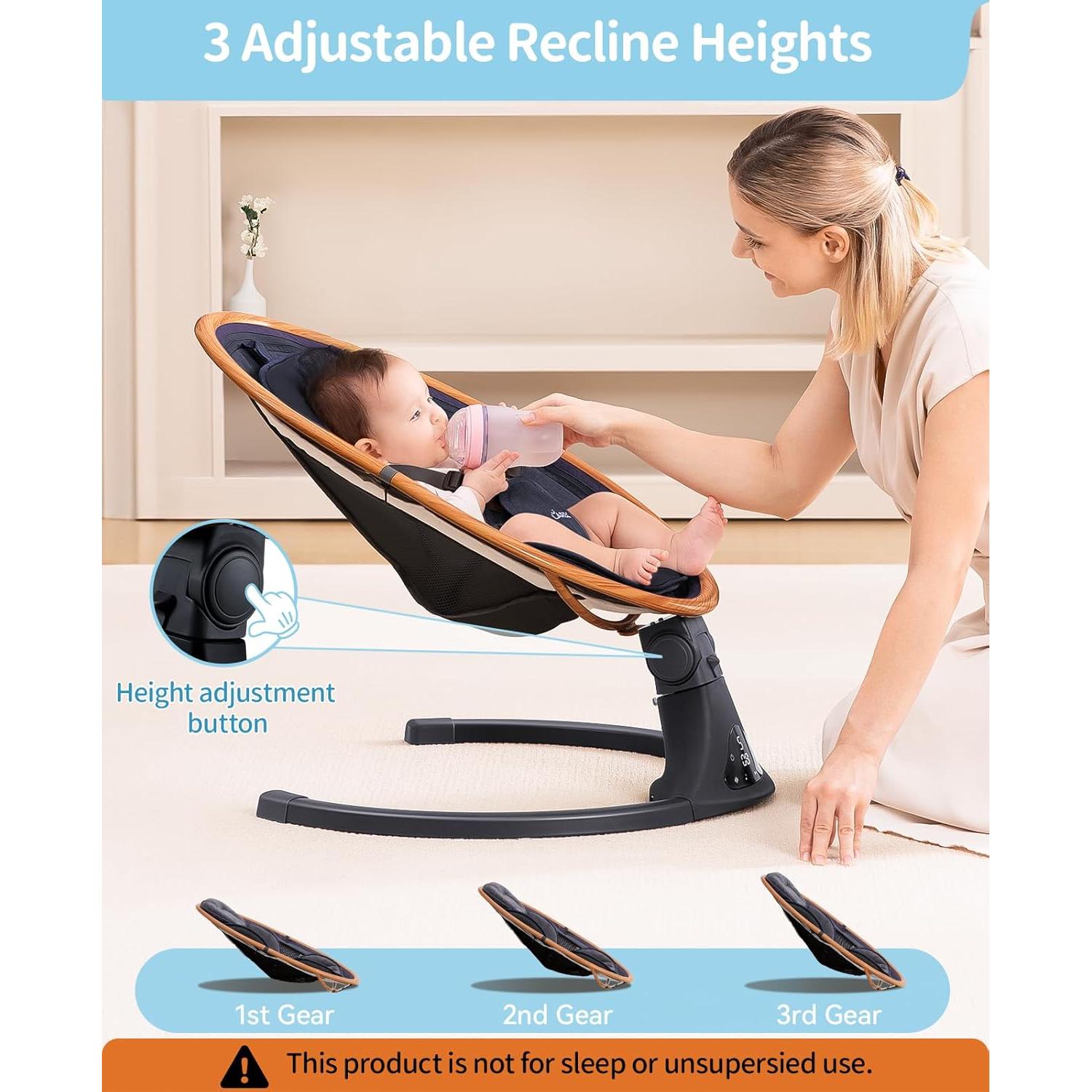 Columpio Eléctrico LAREX para Bebés 0-6 Meses 5 Velocidades