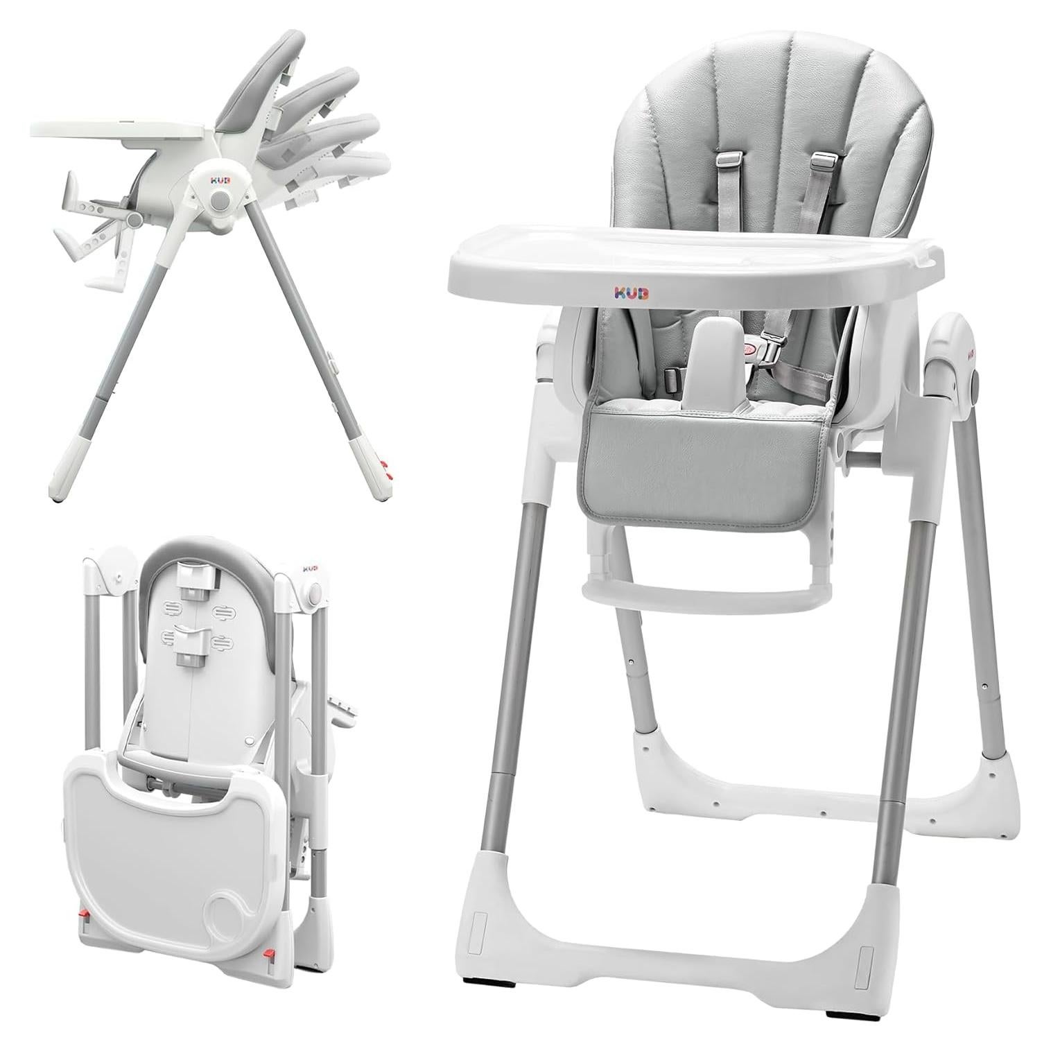 Silla Alta Plegable KUB 3-en-1 para Bebés y Niños - Gris