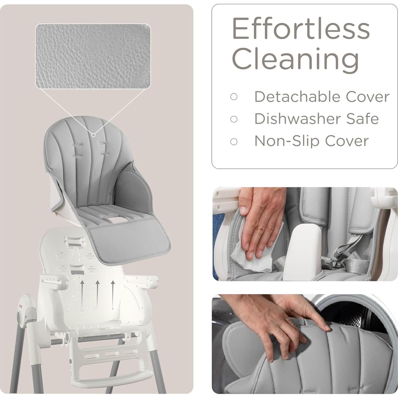 Silla Alta Plegable KUB 3-en-1 para Bebés y Niños - Gris