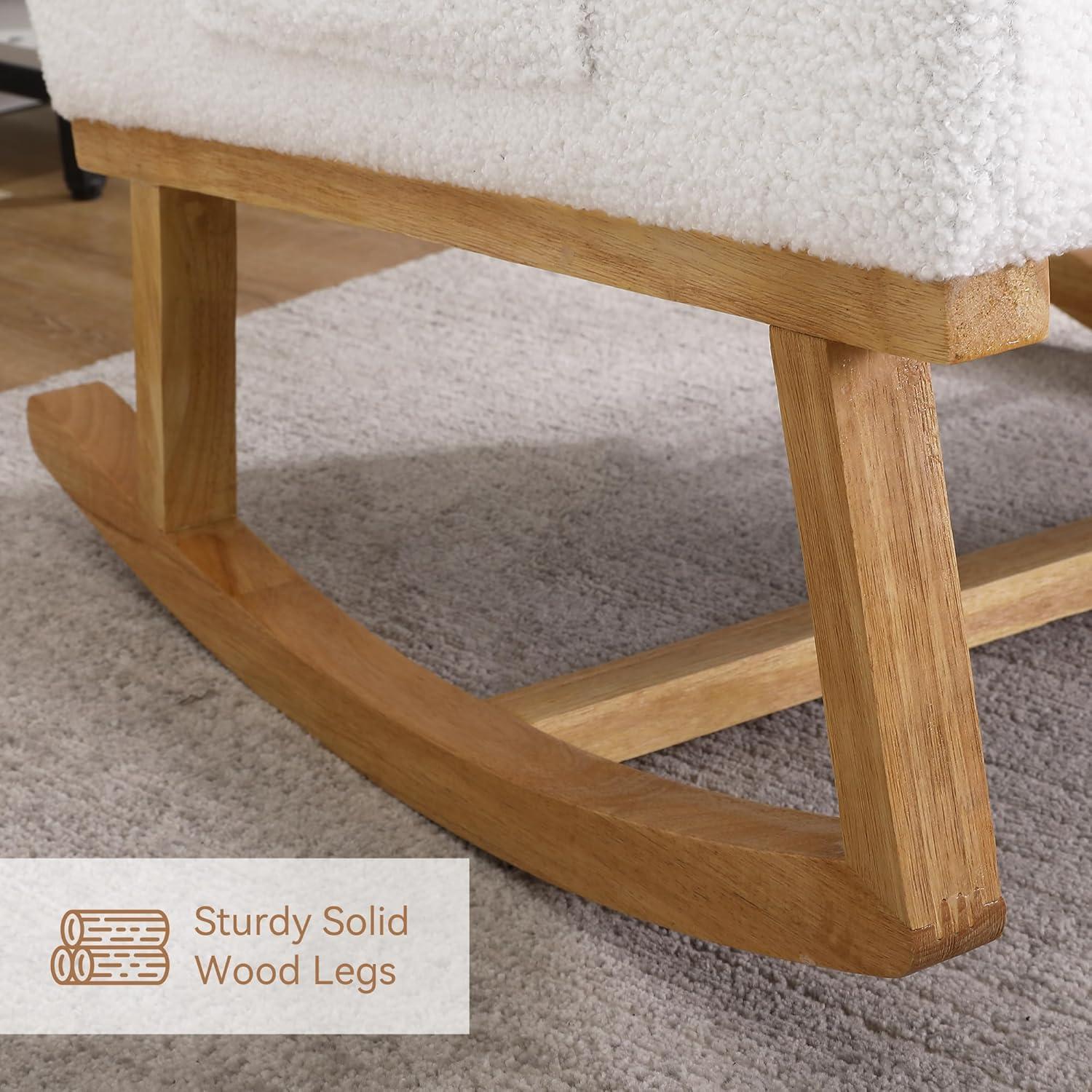 Silla Mecedora HCHAIRH Blanca Teddy para Nursery y Sala