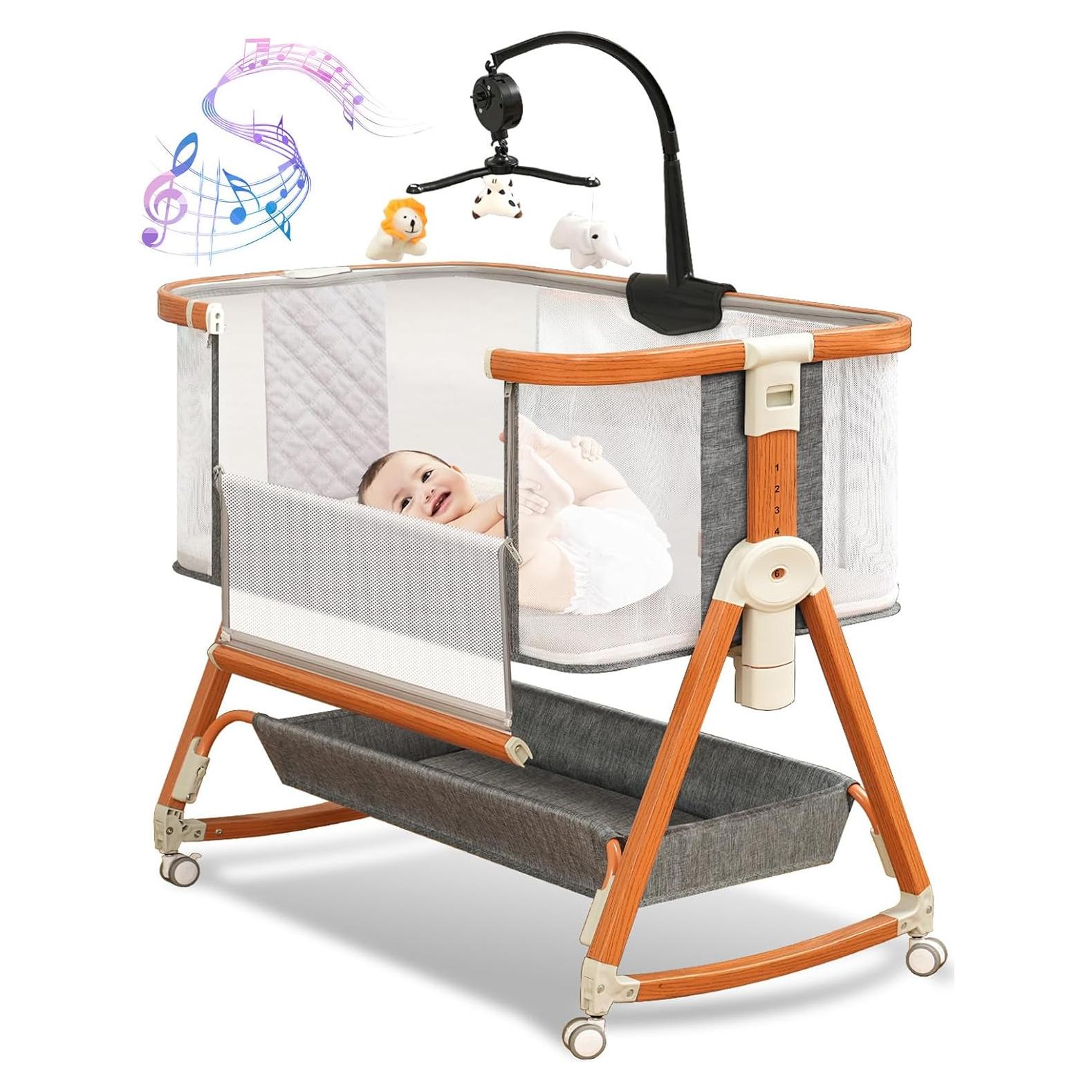 Cuna Lateral 3 en 1 BLBGDD Ajustable con Juguetes Musicales