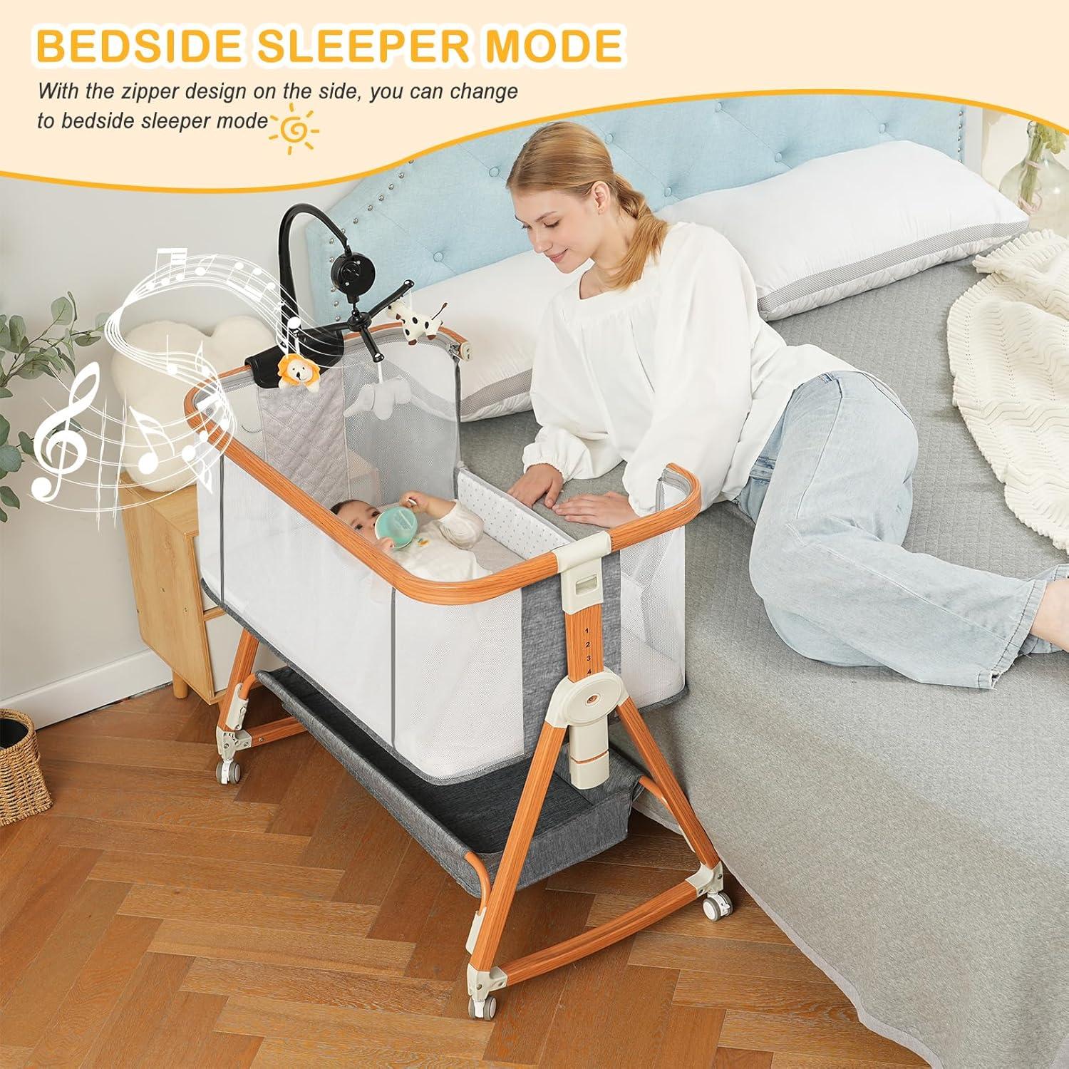 Cuna Lateral 3 en 1 BLBGDD Ajustable con Juguetes Musicales