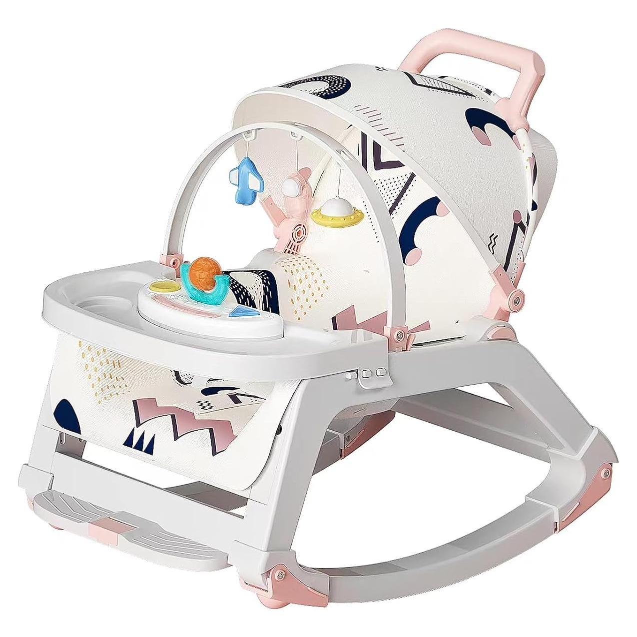 Silla de Rebotar para Bebé 5 en 1 Rosa - Ajustable y Portátil