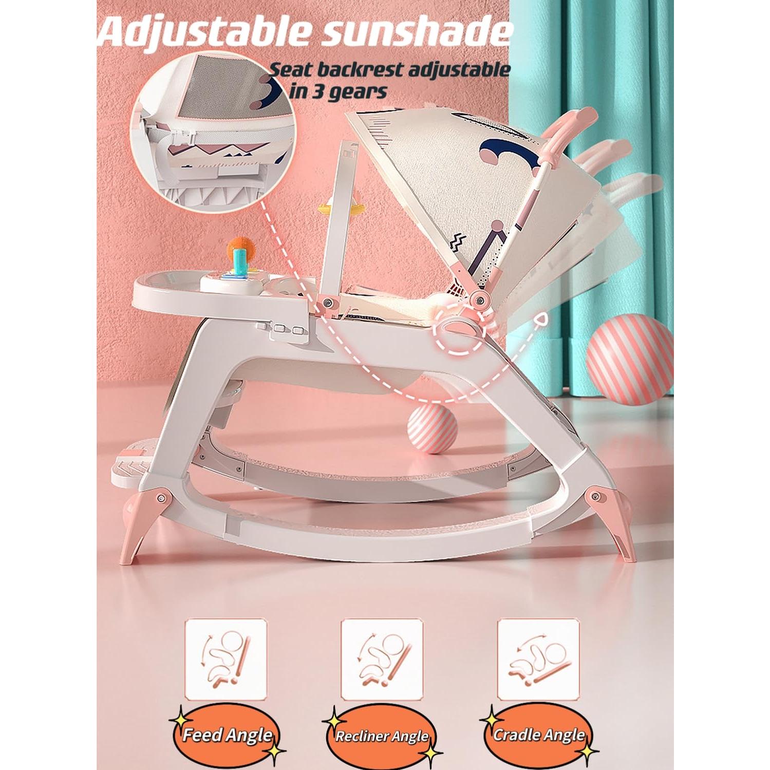 Silla de Rebotar para Bebé 5 en 1 Rosa - Ajustable y Portátil