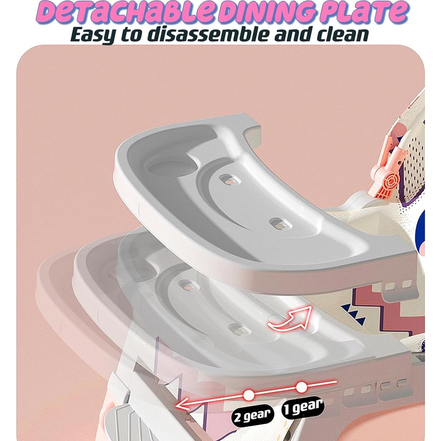 Silla de Rebotar para Bebé 5 en 1 Rosa - Ajustable y Portátil