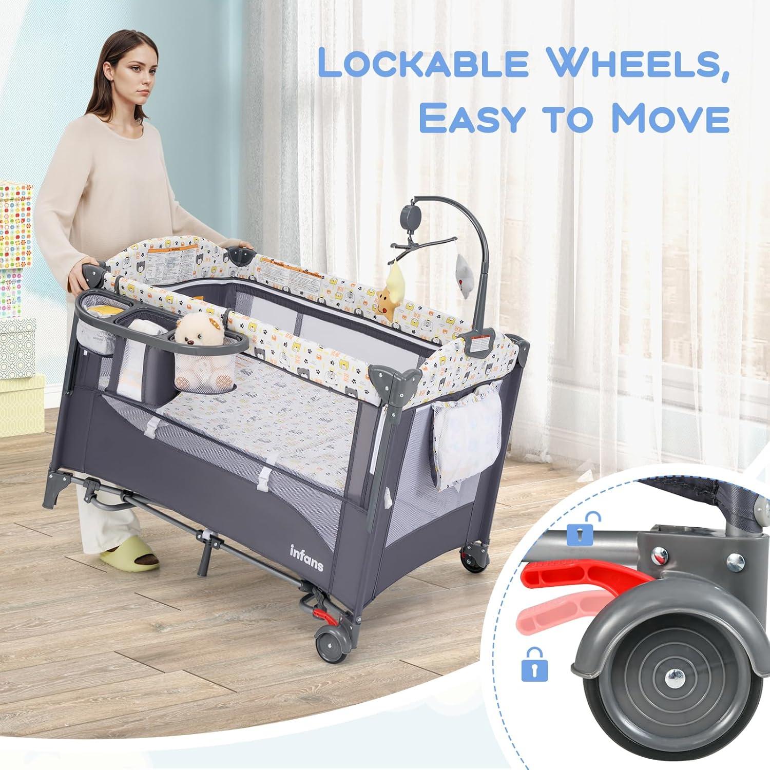 Cuna Lateral 5 en 1 INFANS para Bebés - Plegable y Portátil