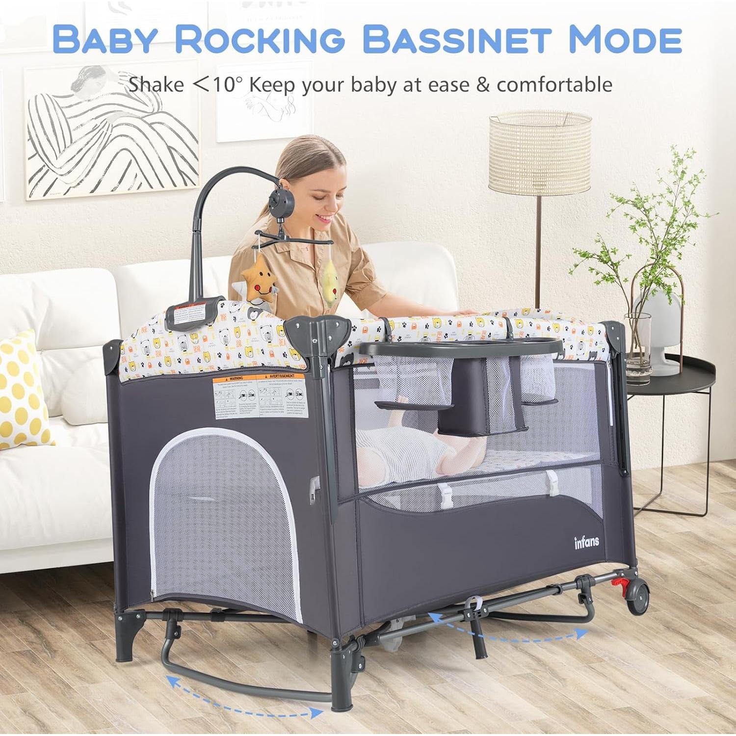 Cuna Lateral 5 en 1 INFANS para Bebés - Plegable y Portátil