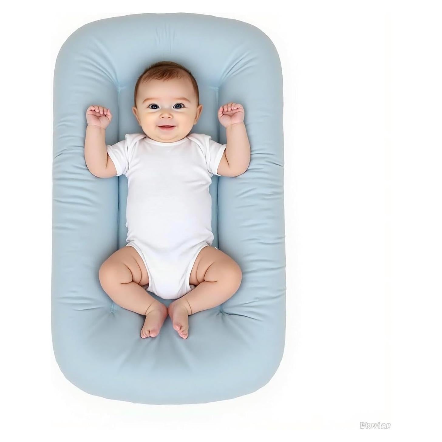 Cojín Orgánico para Bebés 0-24 Meses Algodón Suave Azul