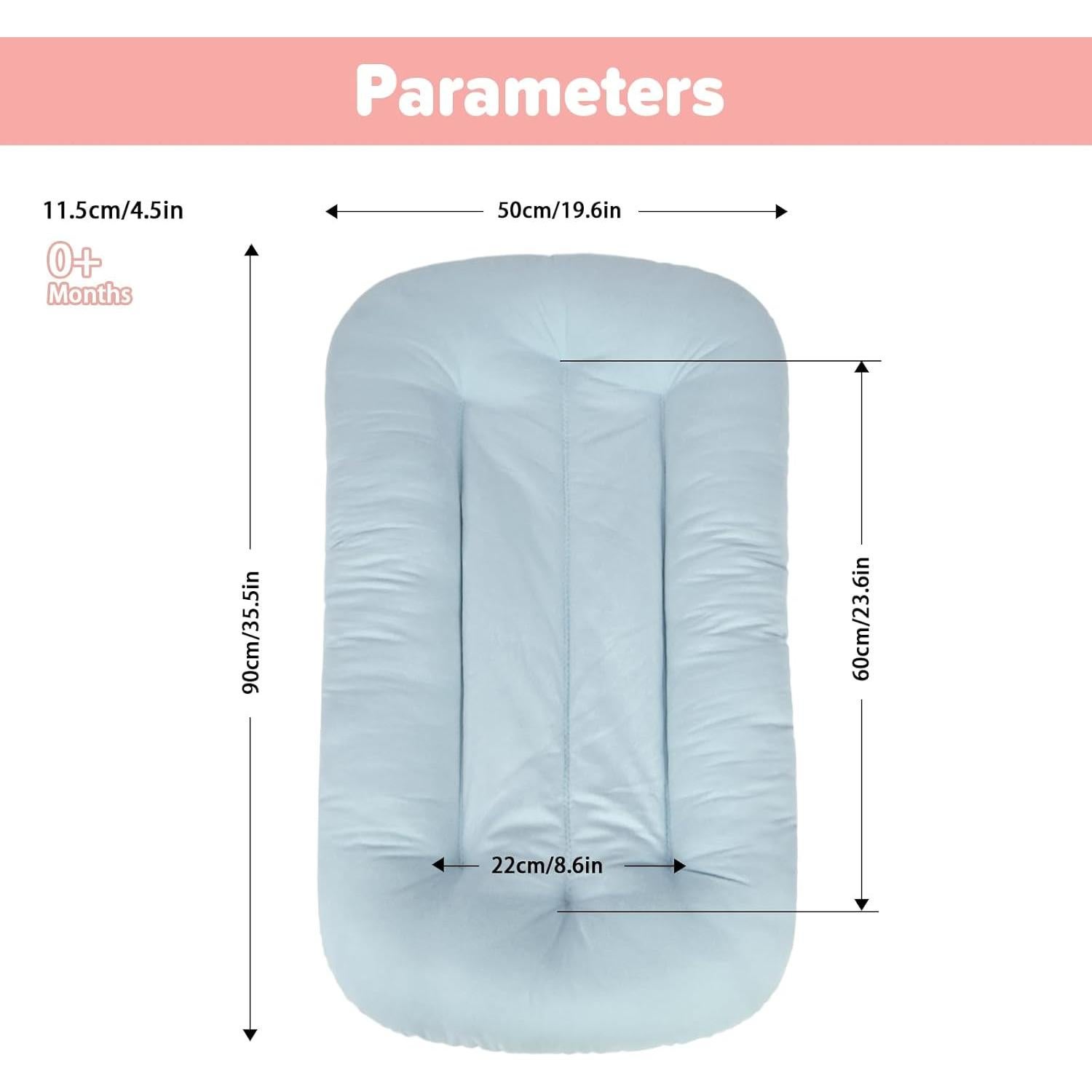 Cojín Orgánico para Bebés 0-24 Meses Algodón Suave Azul