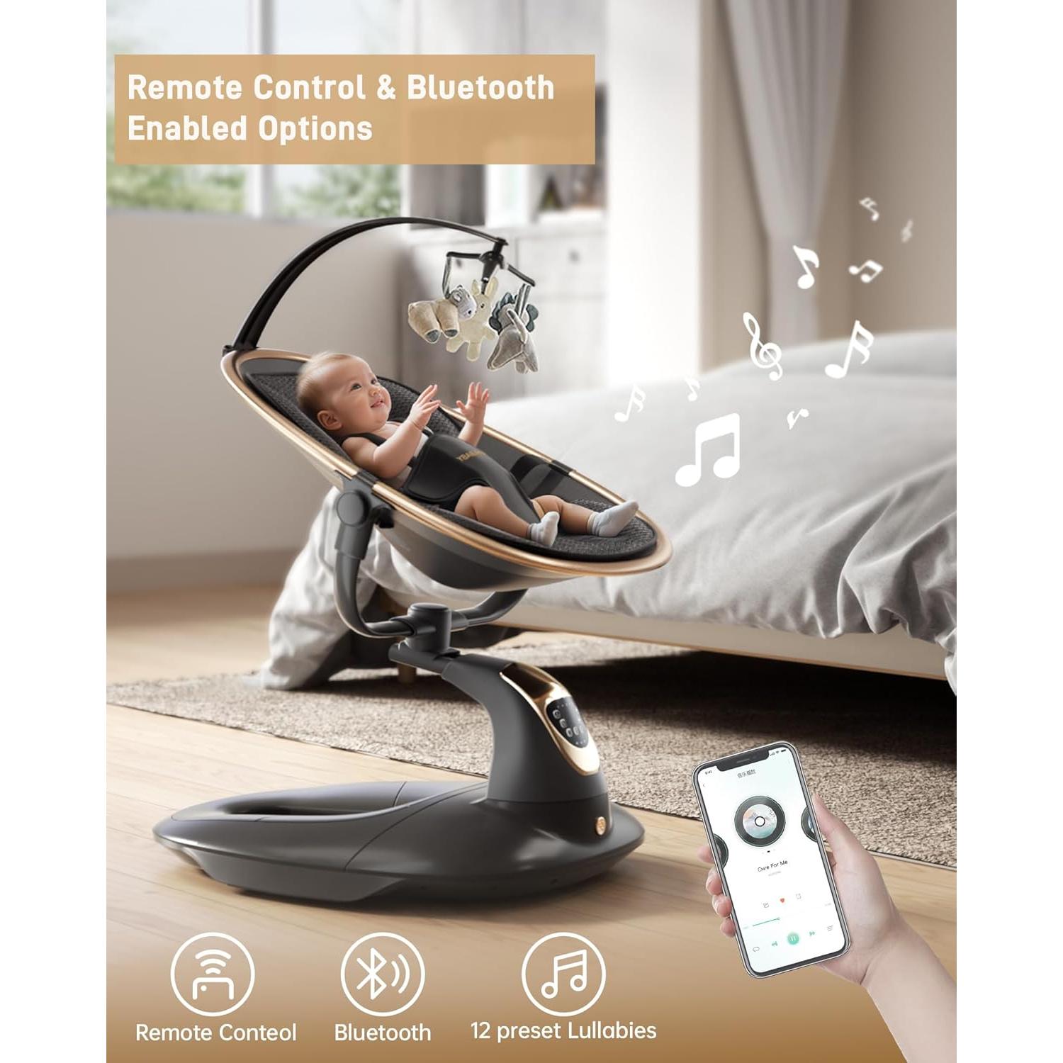 Columpio Eléctrico para Bebés Oneya 8002-B-3 Negro 9 kg