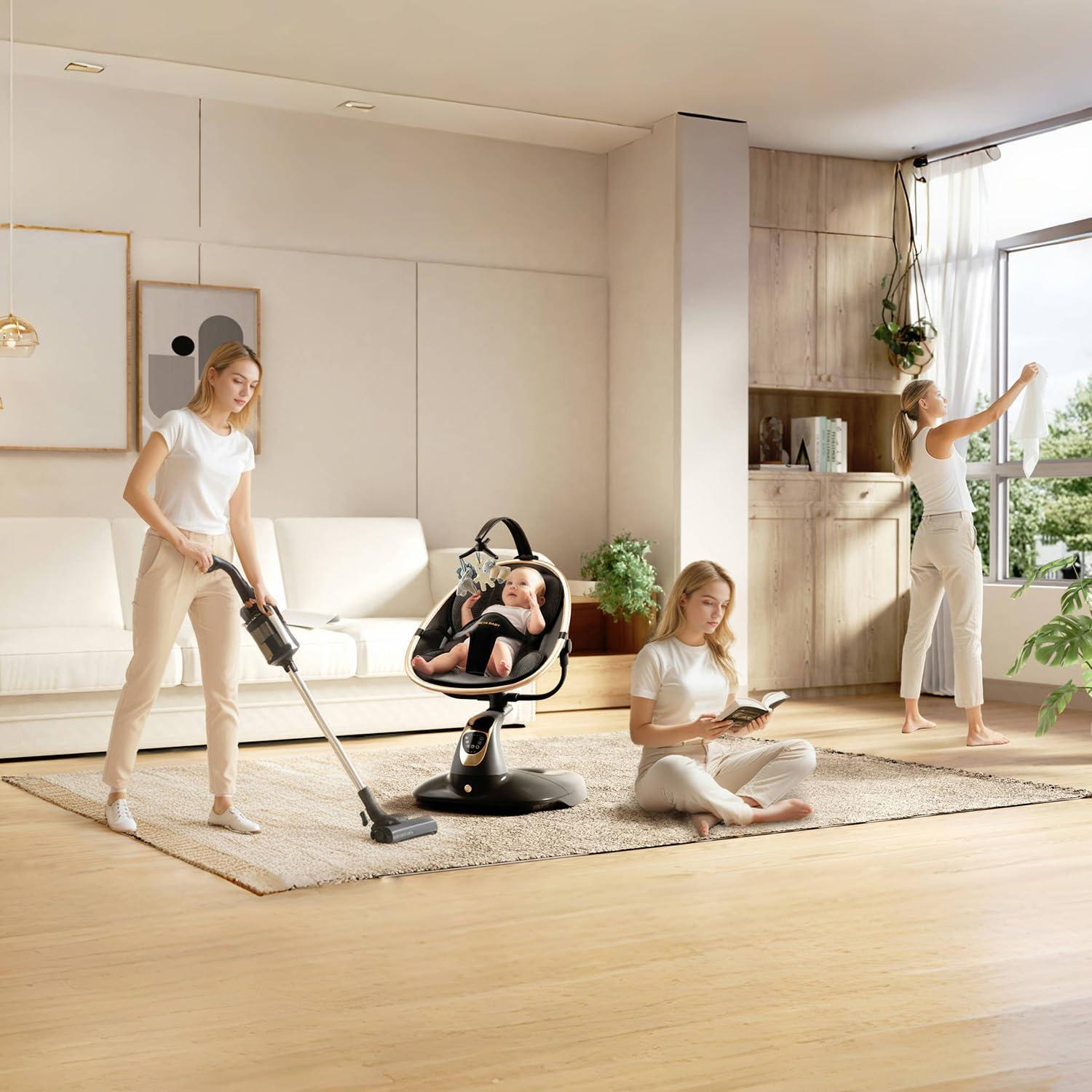 Columpio Eléctrico para Bebés Oneya 8002-B-3 Negro 9 kg