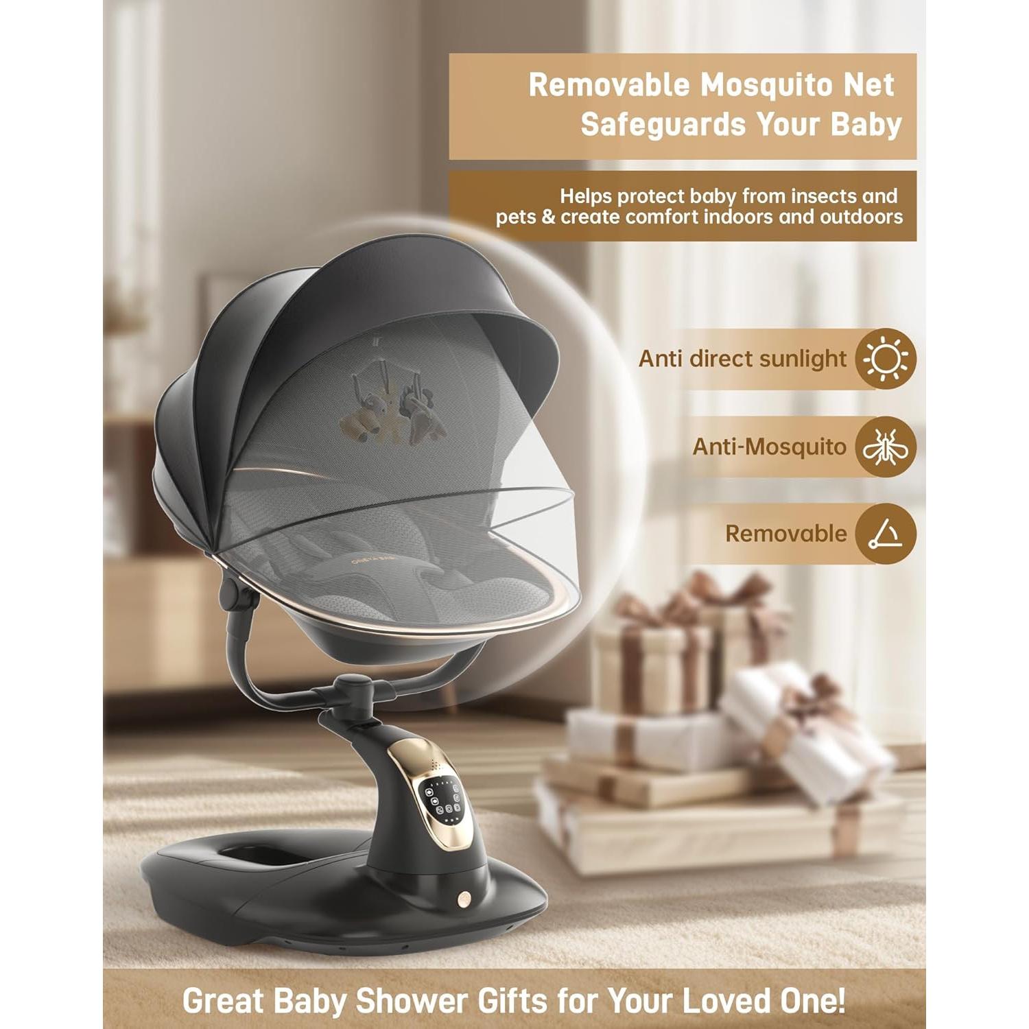 Columpio Eléctrico para Bebés Oneya 8002-B-3 Negro 9 kg