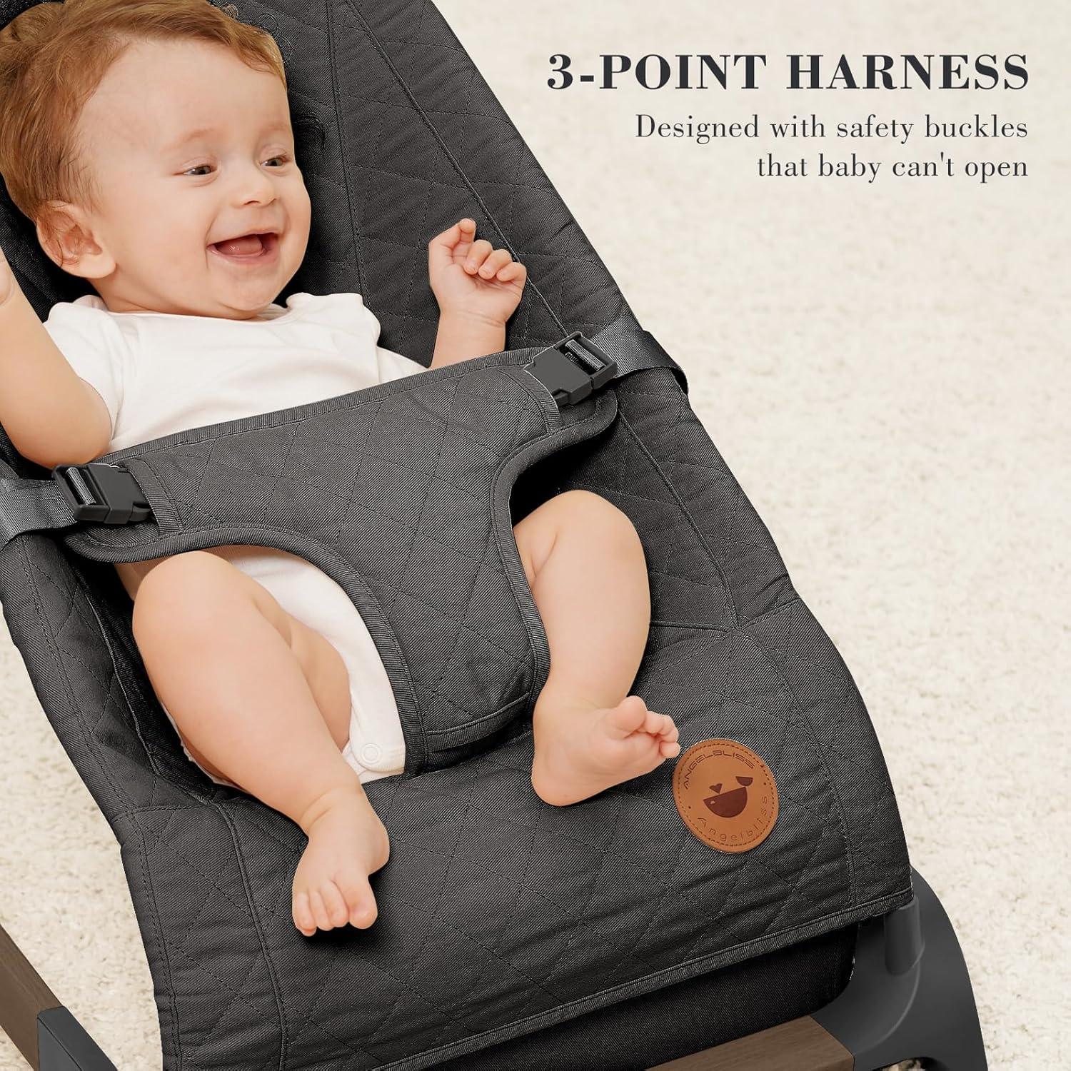 Columpio para Bebés ANGELBLISS Antracita, Asiento Portátil 9 kg