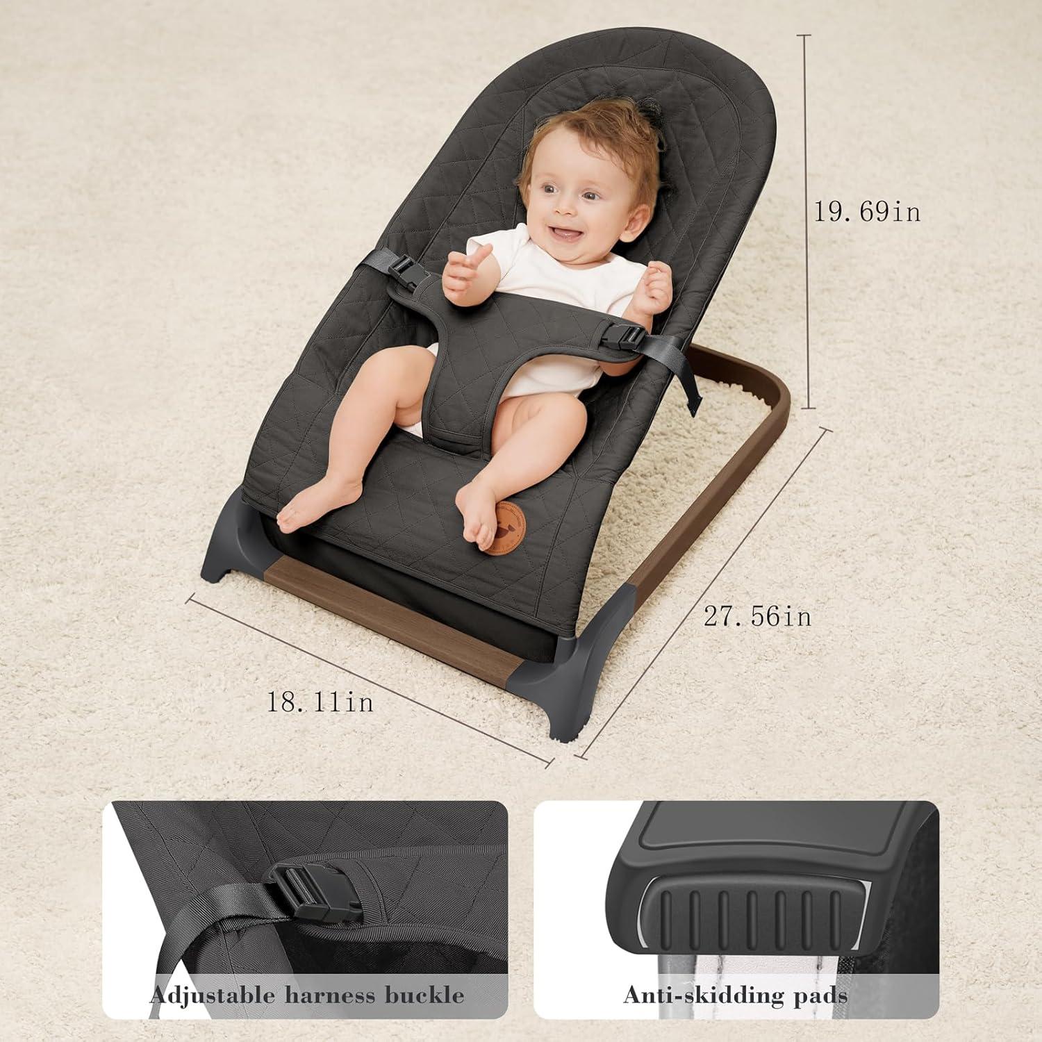 Columpio para Bebés ANGELBLISS Antracita, Asiento Portátil 9 kg