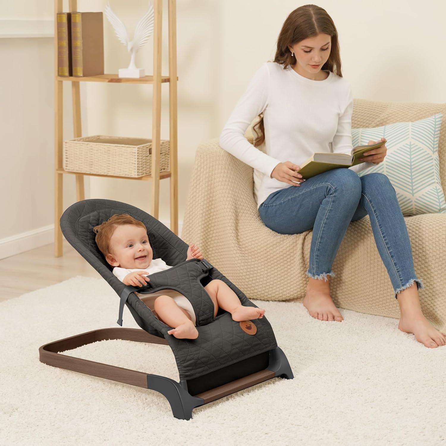 Columpio para Bebés ANGELBLISS Antracita, Asiento Portátil 9 kg