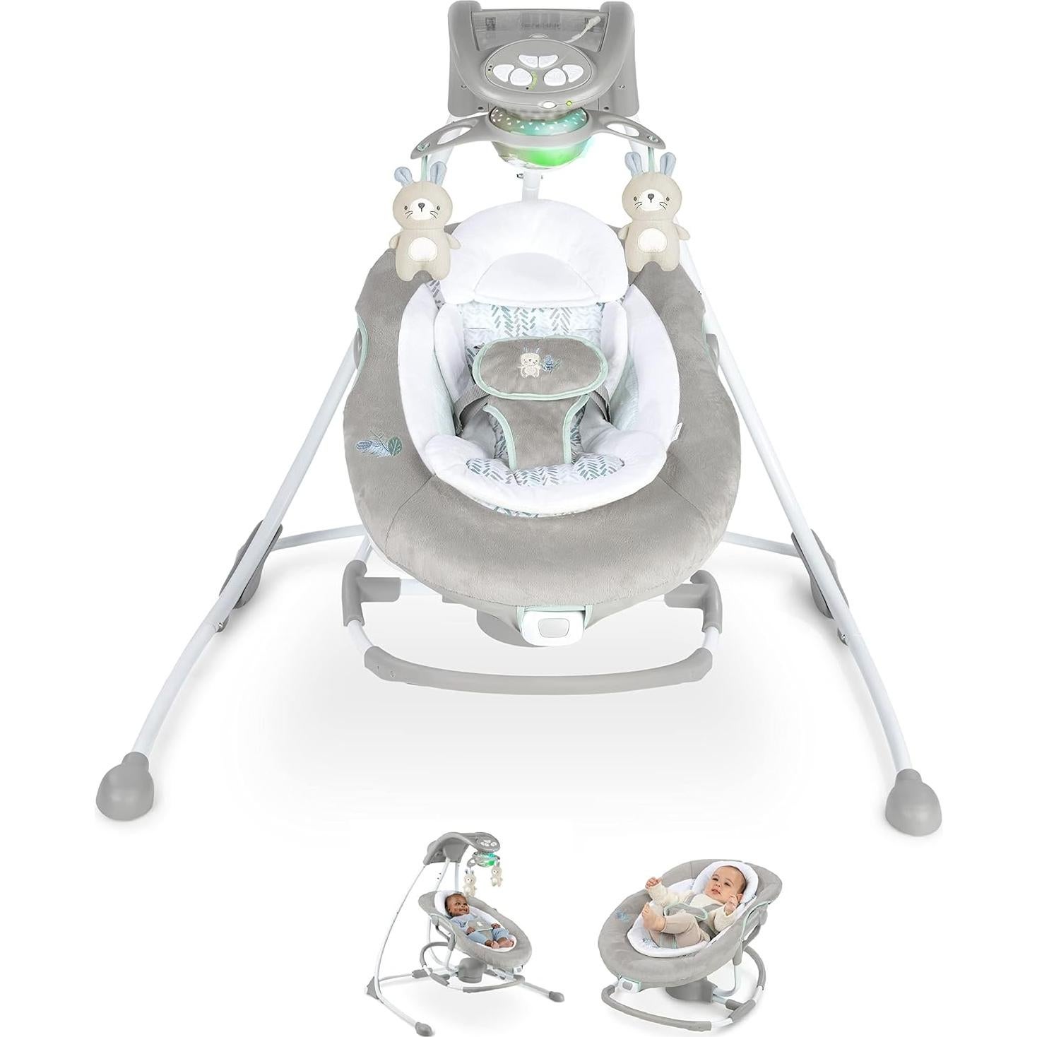 Columpio y Balanceador Ingenuity InLighten 2-en-1 para Bebés 0-9 Meses