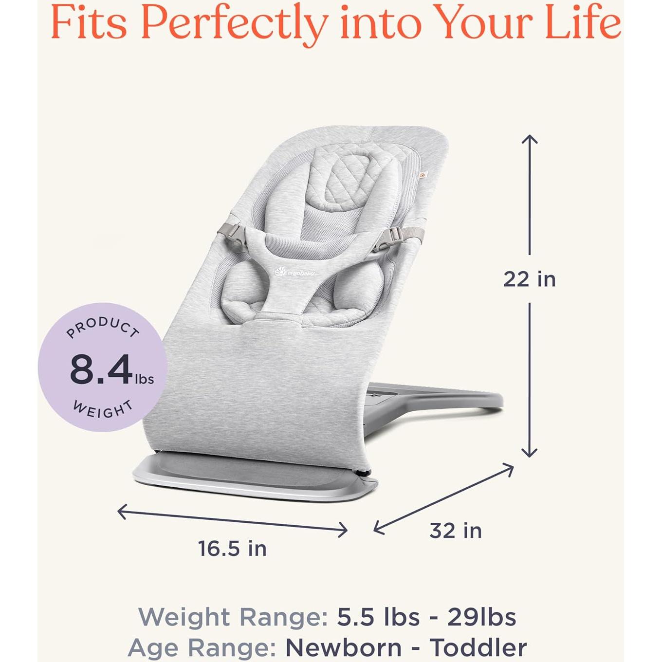 Balancín Ergobaby Evolve 3-en-1 Gris Claro Ajustable