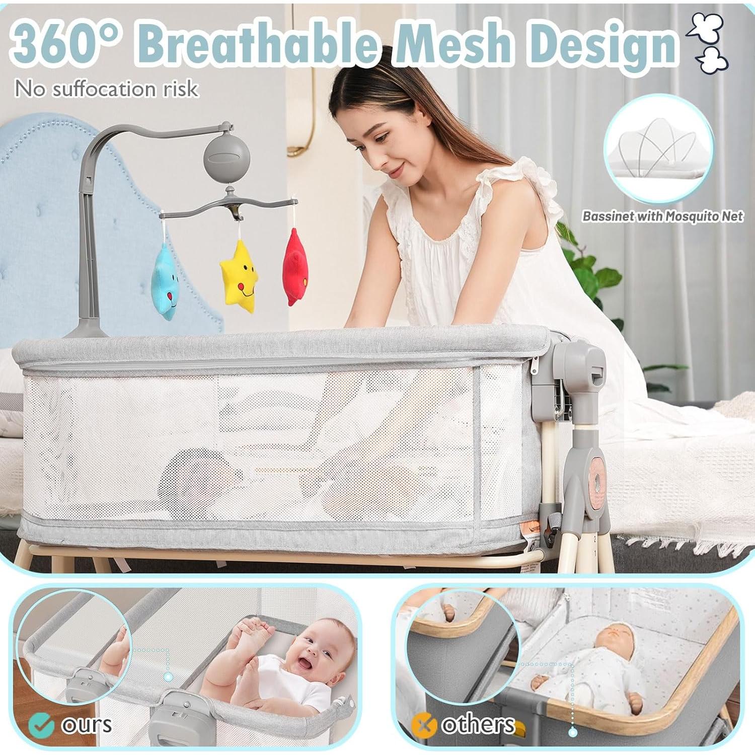 Cuna Mecedora 3 en 1 MEICHYUN Ajustable con Juguetes Musicales