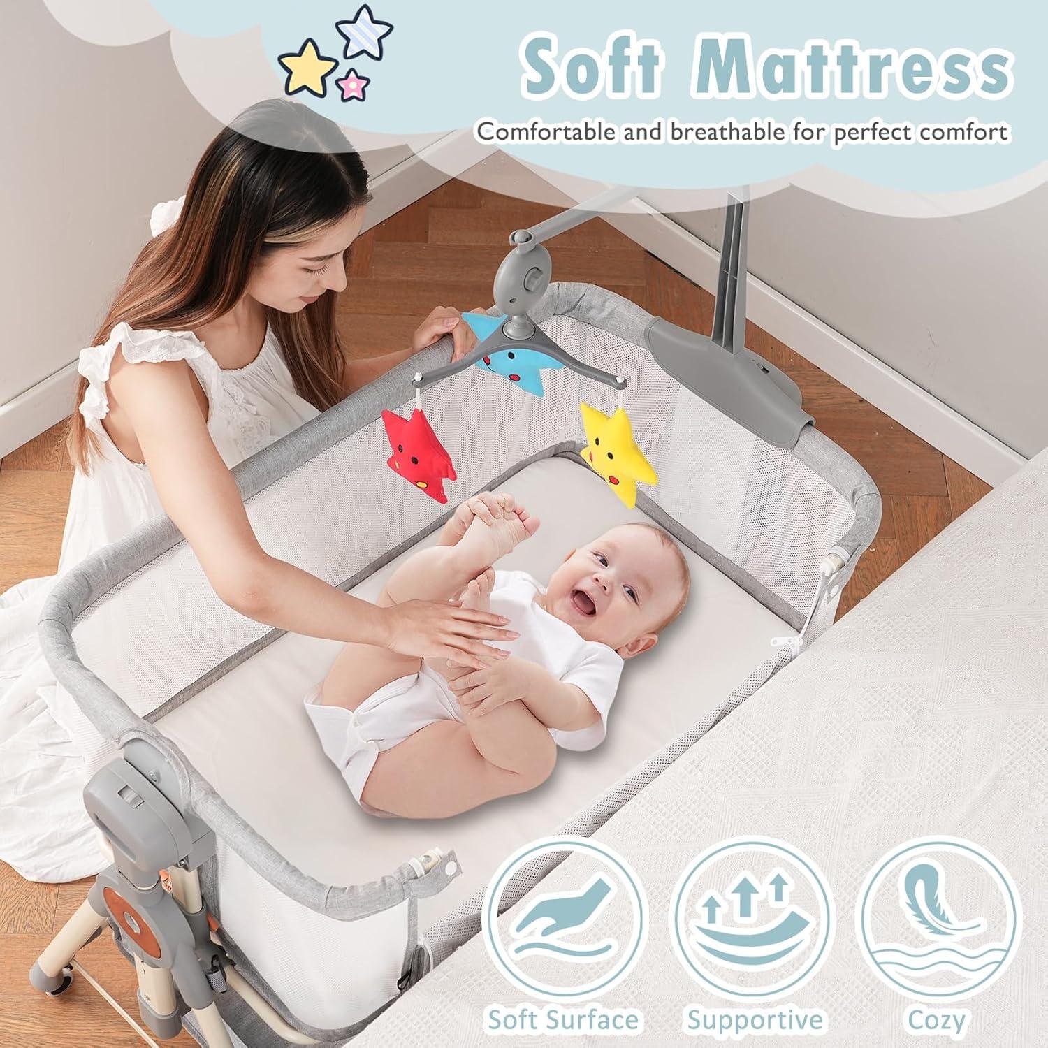 Cuna Mecedora 3 en 1 MEICHYUN Ajustable con Juguetes Musicales