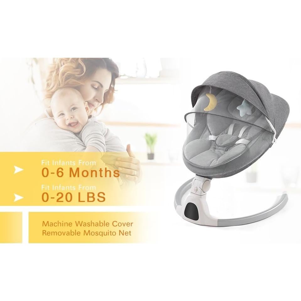 Columpio para Bebés GYARING 008 Portátil con Música y Control Remoto