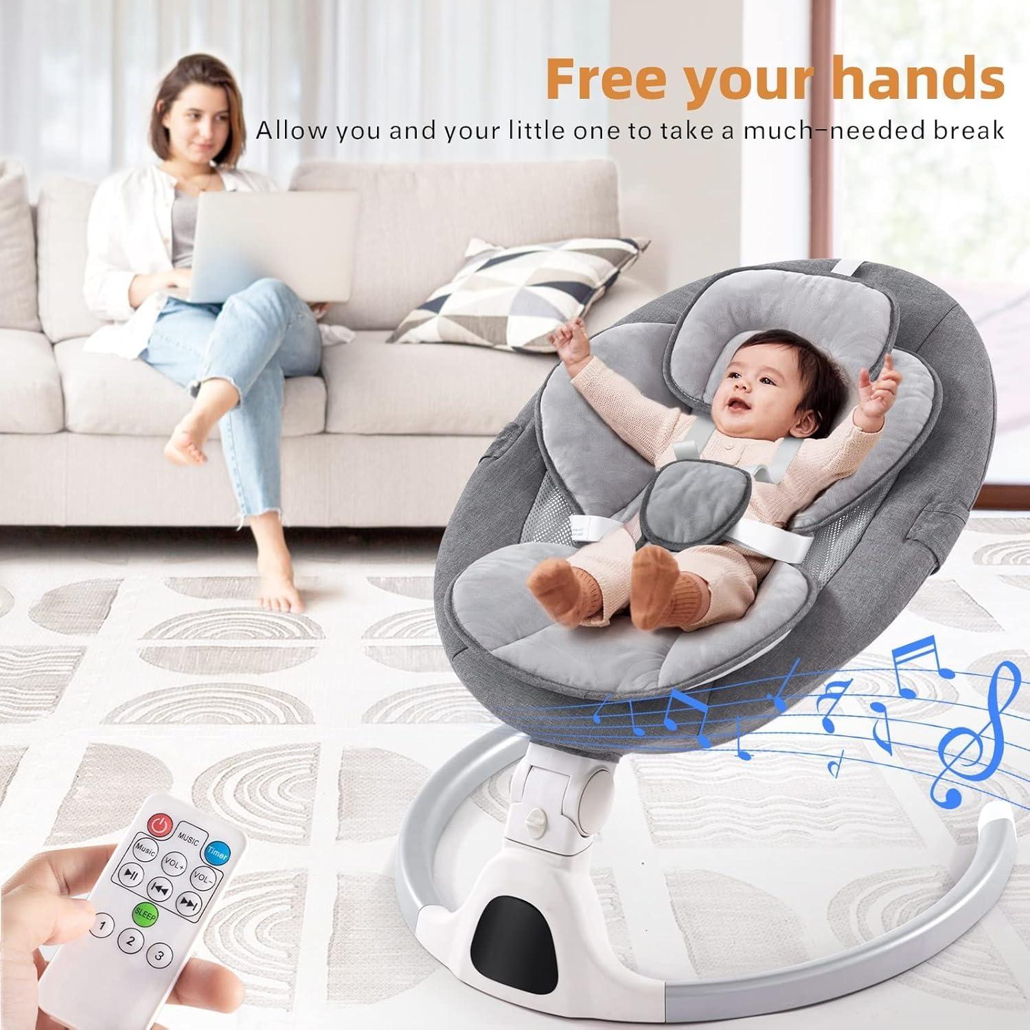 Columpio para Bebés GYARING 008 Portátil con Música y Control Remoto