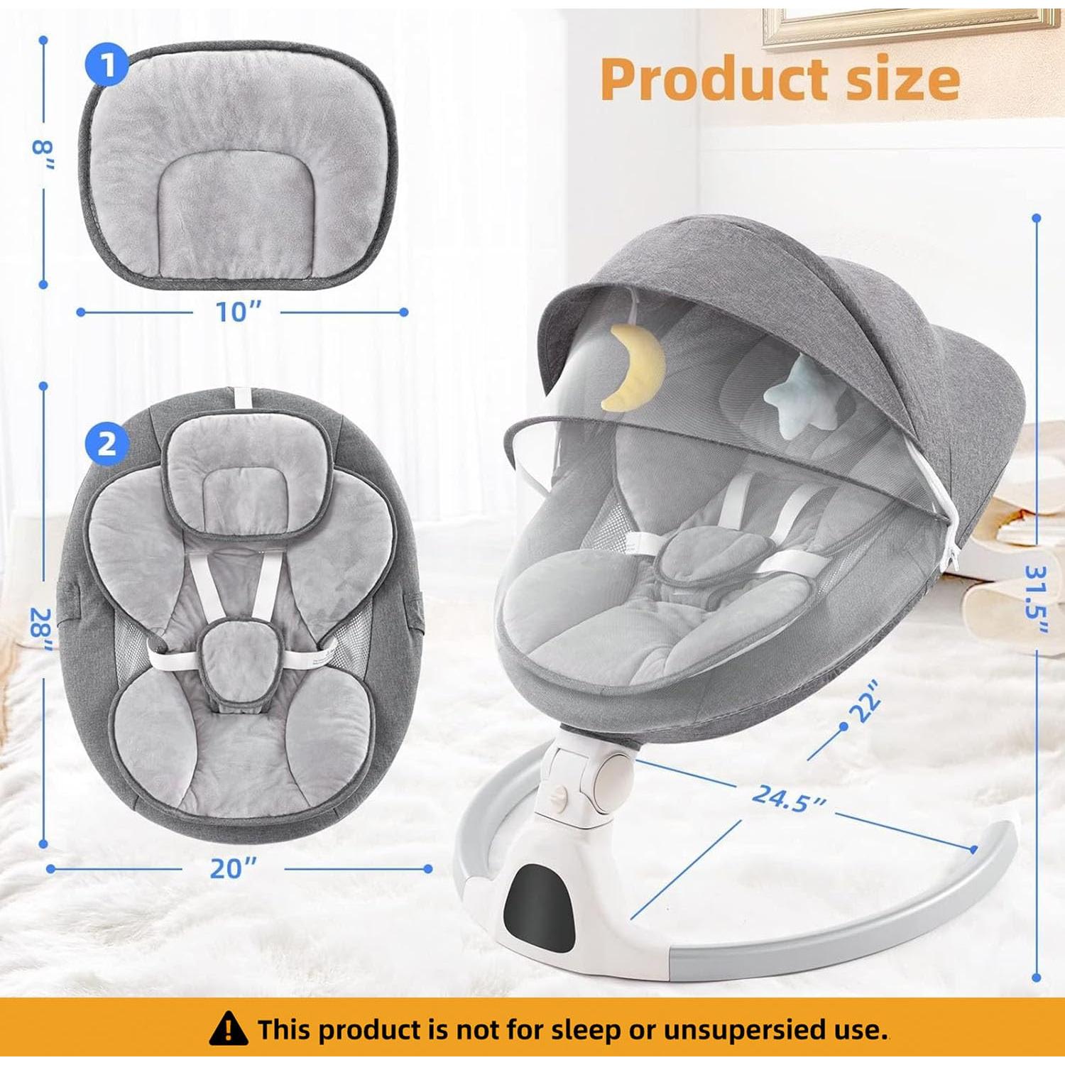 Columpio para Bebés GYARING 008 Portátil con Música y Control Remoto