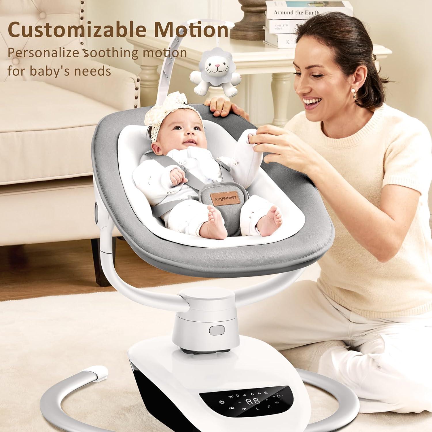 Columpio Eléctrico para Bebés Angelbliss 3D Gris, 6 Movimientos