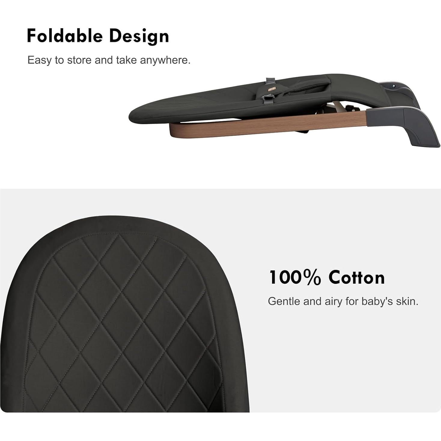 Columpio Plegable para Bebés Taylengrow - 3 Alturas Ajustables, Gris