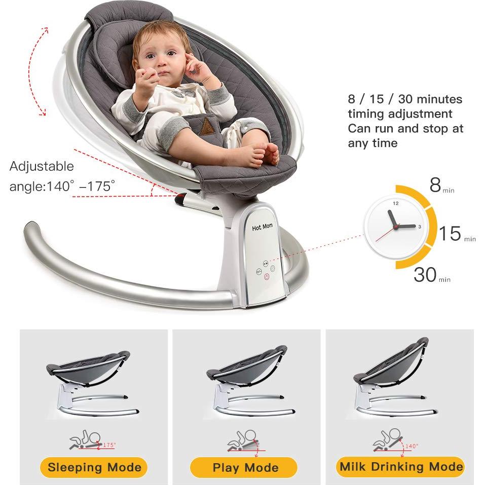 Columpio Eléctrico para Bebé Mamá Caliente BB200 Gris con Bluetooth