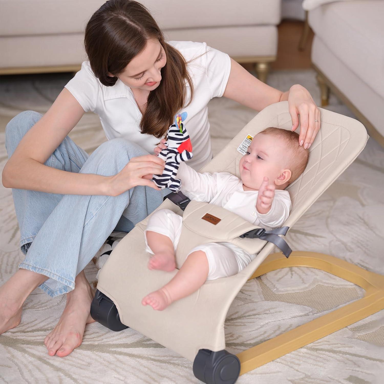 Silla de rebote portátil Winchild para bebés 0-6 meses Beige