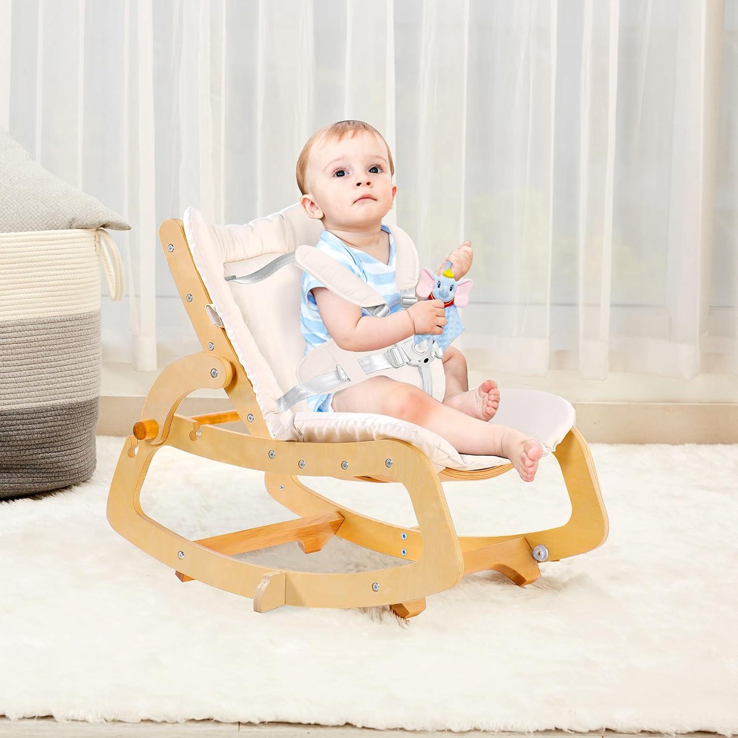 Silla Mecedora Ajustable 3 en 1 MallBest para Bebés Beige