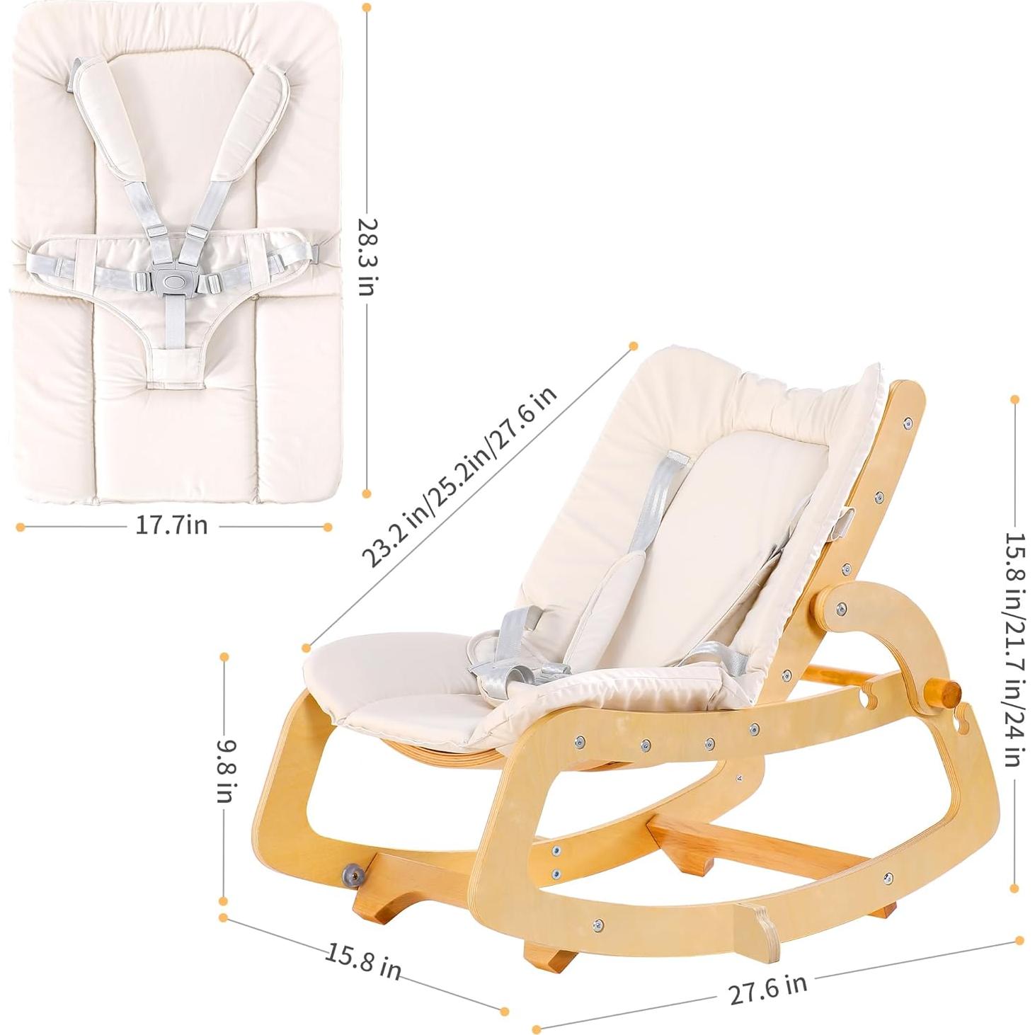 Silla Mecedora Ajustable 3 en 1 MallBest para Bebés Beige